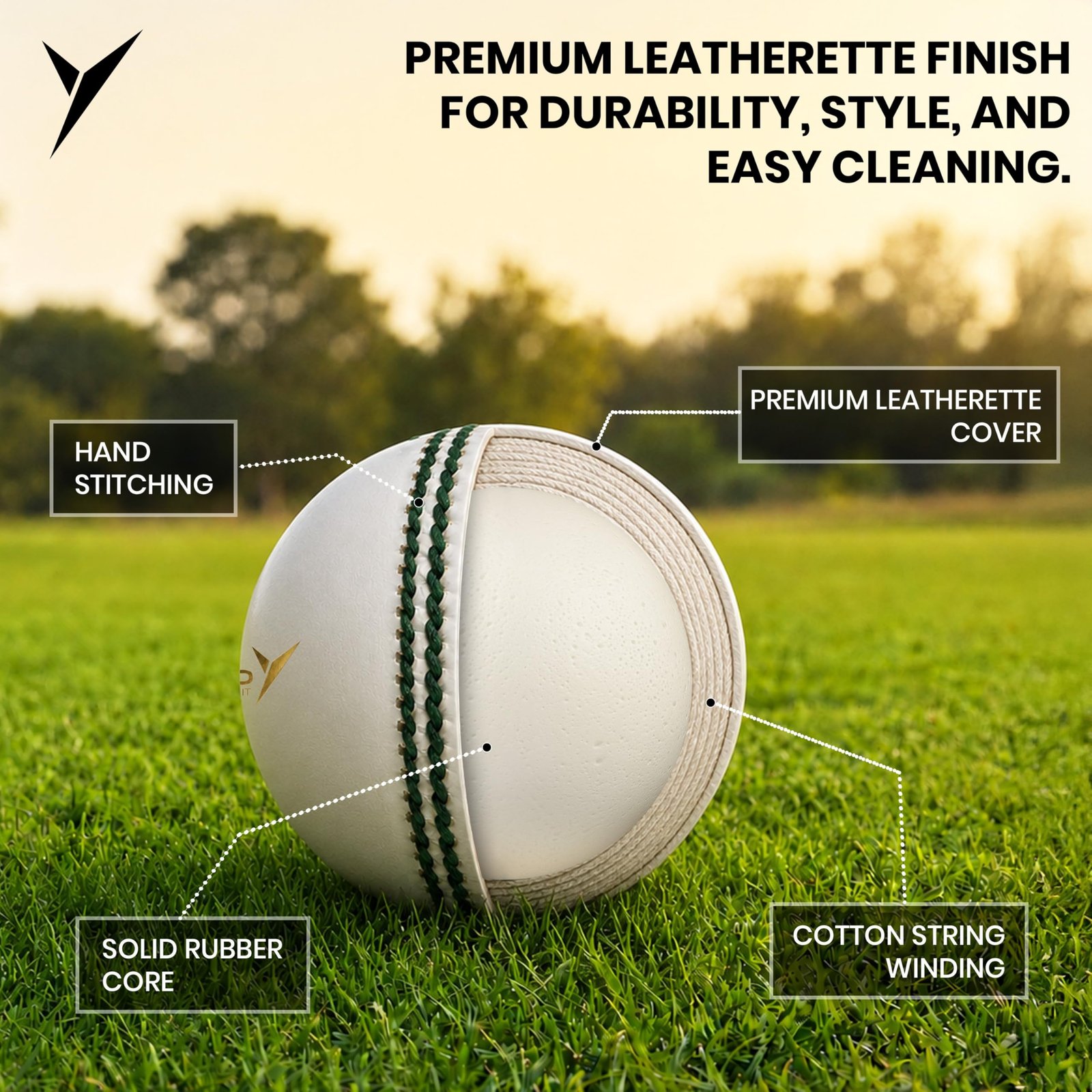 jaspo Super-90 Leatherette Cricket Ball for Outdoor Play | PU Core | Hand Stitched Finish | Suitable for Cricket Matches & Net Practice | Water Resistance Ball | 150 g
