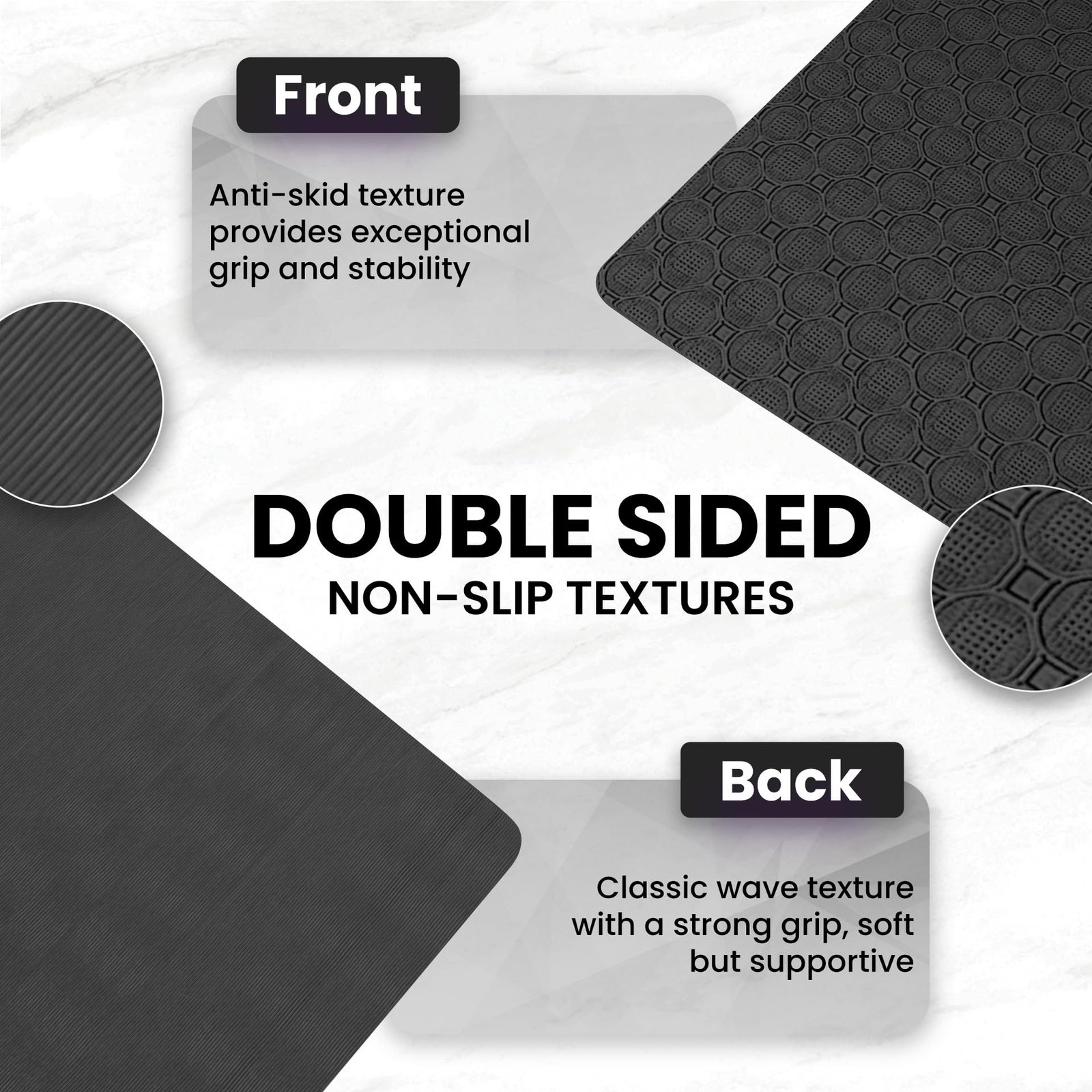 DiCLOWiN Yoga Mat | 6mm, Anti Slip, Extra Grip | Storage Strap Included | Exercise, Stretch, Rest & Yoga for Men, Women, Children, Elderly (Black)