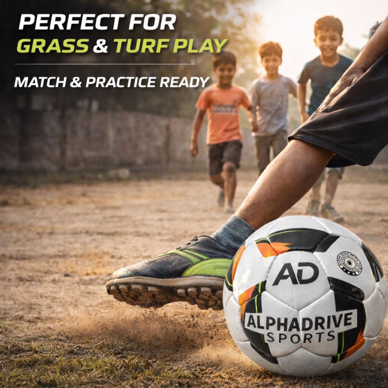 AlphaDrive Football - Size 5 (White) | PU Leather, 32 Panels, Match Ball, Tournament Play, Suitable for Turf & Grass