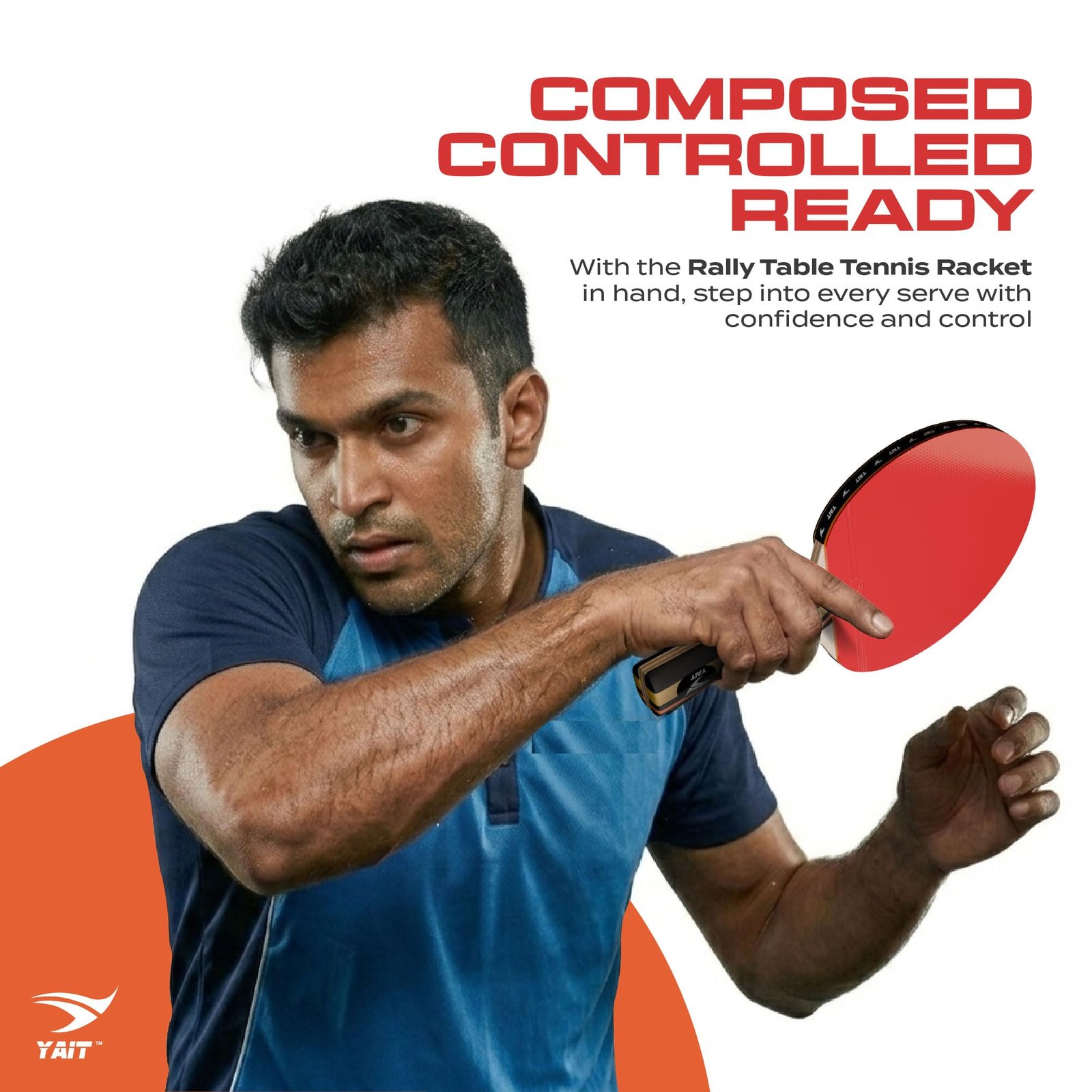 YAIT Rally Table Tennis Racket | 7 Ply Wood Bat | 1.8mm Sponge | Indoor/Outdoor Play | High Spin Ping Pong Paddle with PP Box for Beginners & Intermediate Players | Table Tennis Racquet