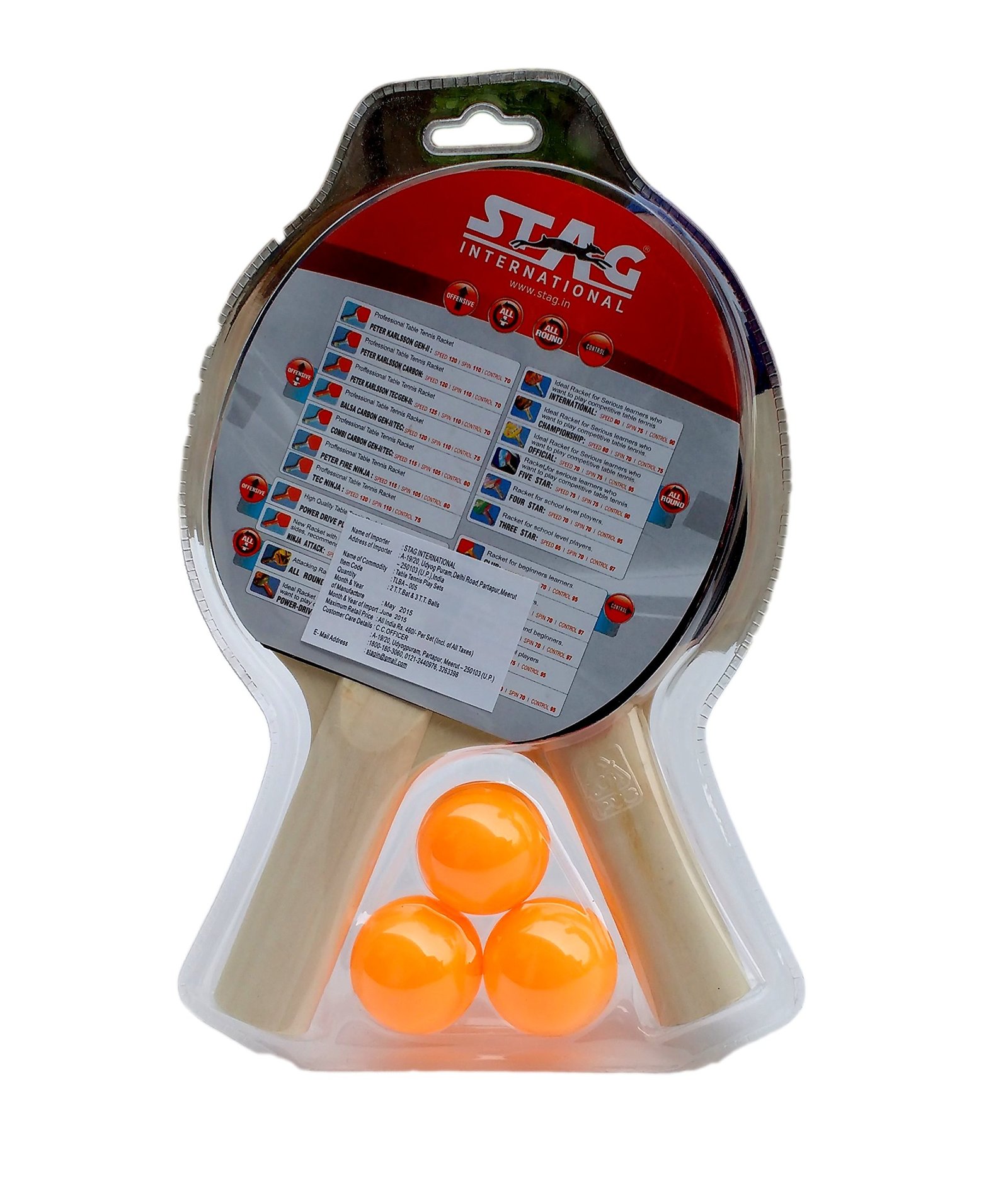 Stag 1 Star Table Tennis Play Set (2 Bats and 3 Balls) Height 25 Centimeters Beam Width 15cm