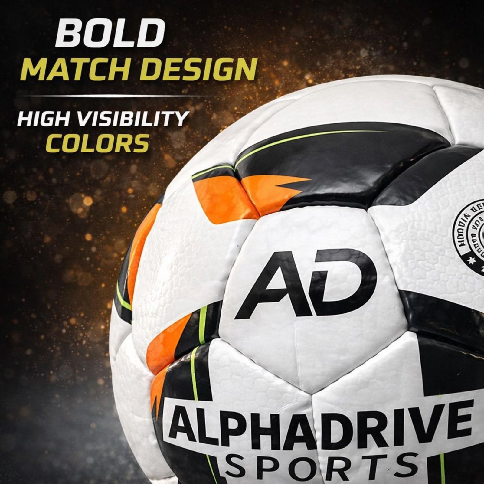 AlphaDrive Football - Size 5 (White) | PU Leather, 32 Panels, Match Ball, Tournament Play, Suitable for Turf & Grass