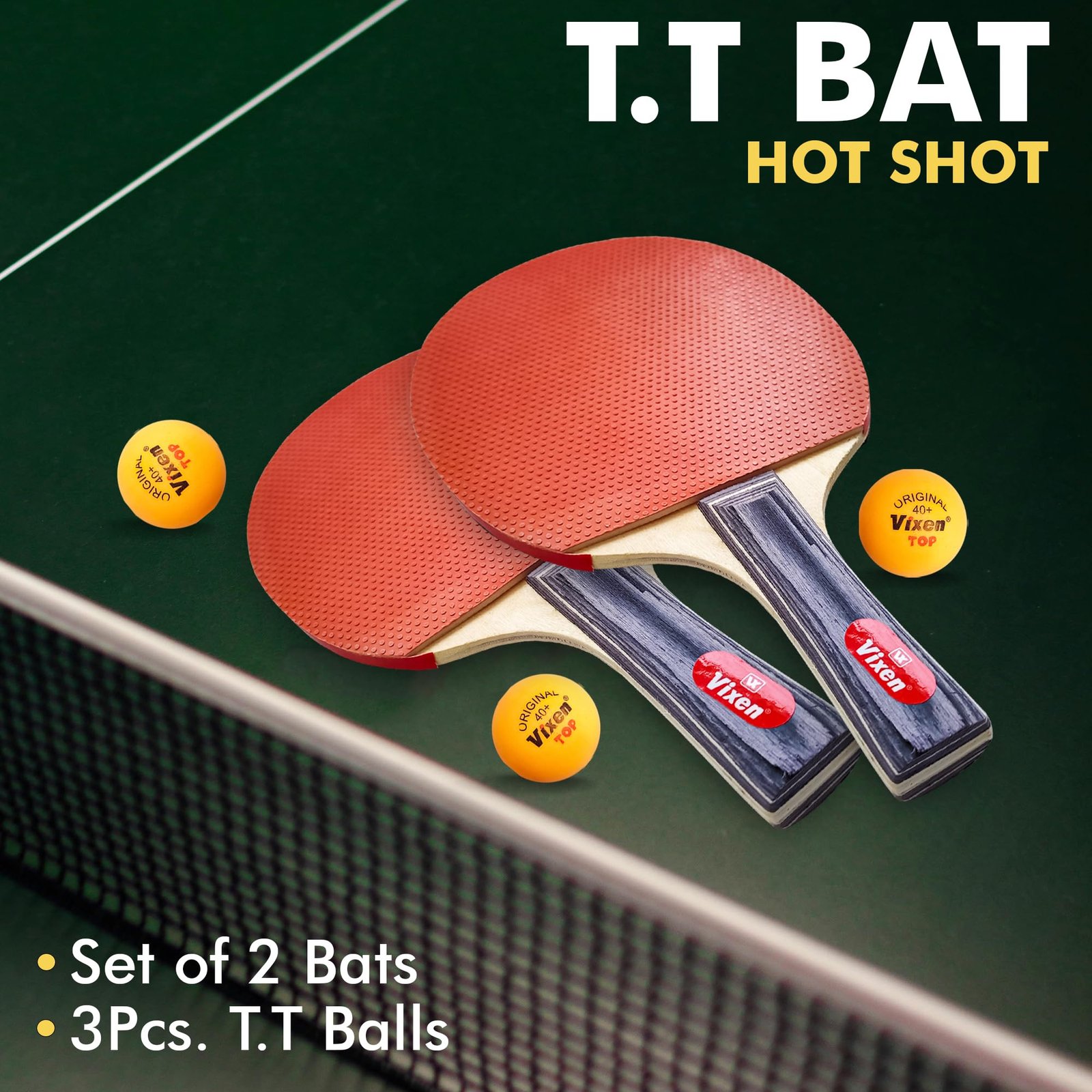 Vixen Table Tennis Bat with Balls Set | Premium Ping Pong Racket Combo | Lightweight & Strong | Indoor & Outdoor Play