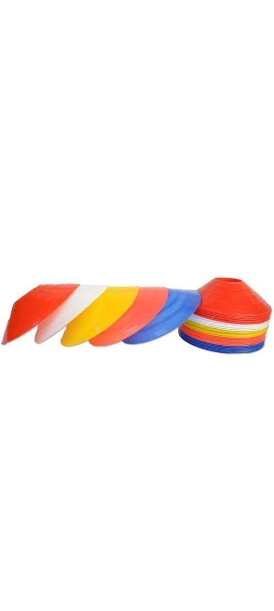 Disc Soccer Cones – Set of 50 Training Marker Cones for Soccer, Football, Sports, Agility Drills, Field Markers – Durable Plastic, Flexible, Stackable with Carry Holder for Coaches & Athletes (10)