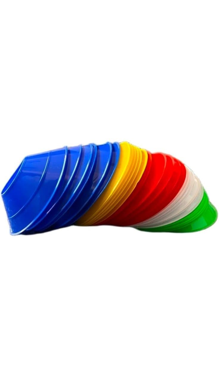 Disc Cones Set | Space Marker Cones 2" Height- Agility Training Cones for Football, Cricket, Exercise, Kids Activity, Sports | Football Cones and Markers Set with Stand, Carry Bag (10, S)