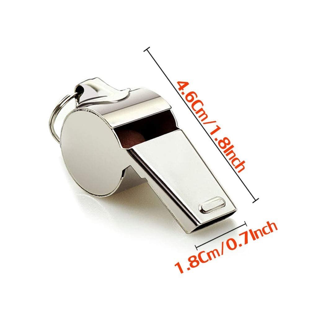 ® Stainless Steel Whistle with Lanyard, Loud Metal Whistle for Sports Coach & Kids, Durable Silver Football Referee Whistle for Training, School, Gym & Outdoor Use
