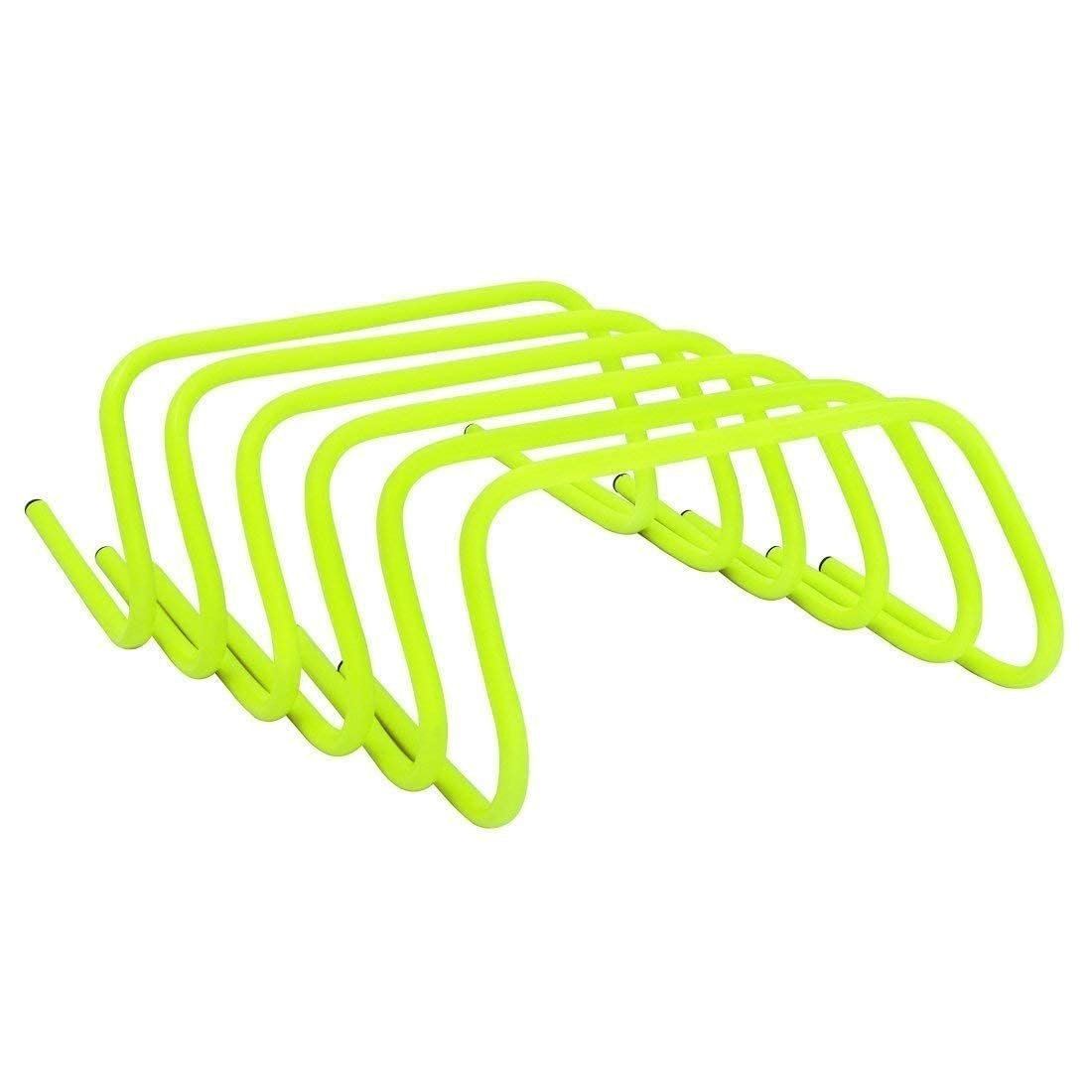 Sports Fitness Combo - 9 INCH 6 Pics Speed Hurdle, 6 Pics Stacking Cones, 10 Pc Multicolour Space Markers and 1 Pc Agility Ladder th 10 Rungs Hurdles 9 inch 6 pcs