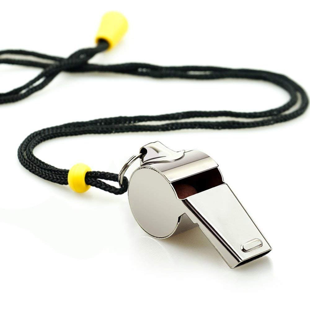 ® Stainless Steel Whistle with Lanyard, Loud Metal Whistle for Sports Coach & Kids, Durable Silver Football Referee Whistle for Training, School, Gym & Outdoor Use