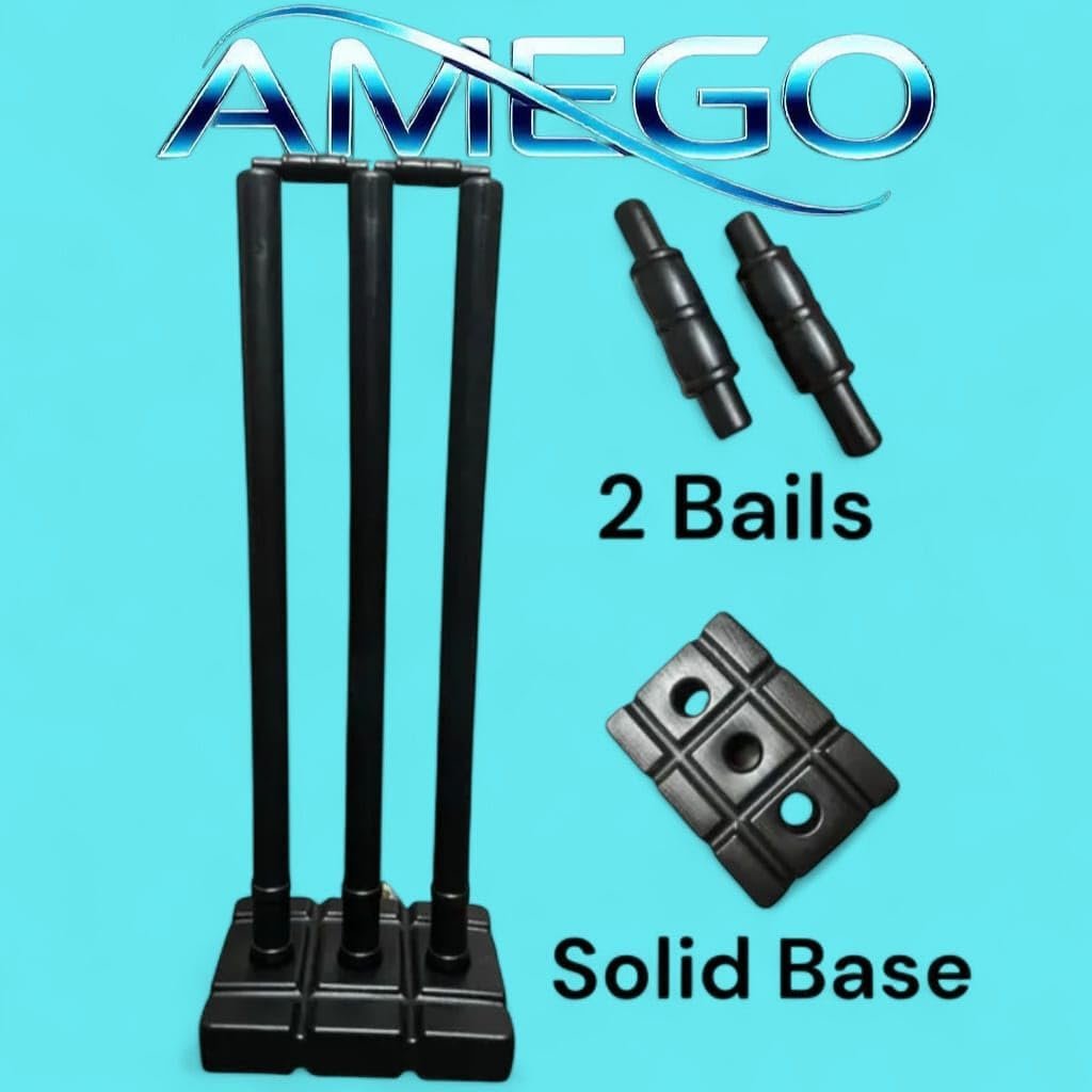 Heavy Cricket Stumps Plastic Wickets Set with 3 Stumps + 2 Bails + 1 Stand | Full Size Wickets for Cricket Ground, Tournament Wicket Parot Set