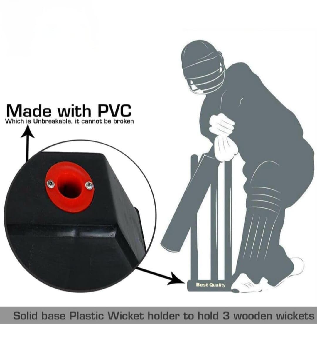 Cricket Wicket Stump Stand Base Holder – Heavy Duty Plastic, 3-Hole Stump Stand for Practice & Training (No Ground Digging Required)