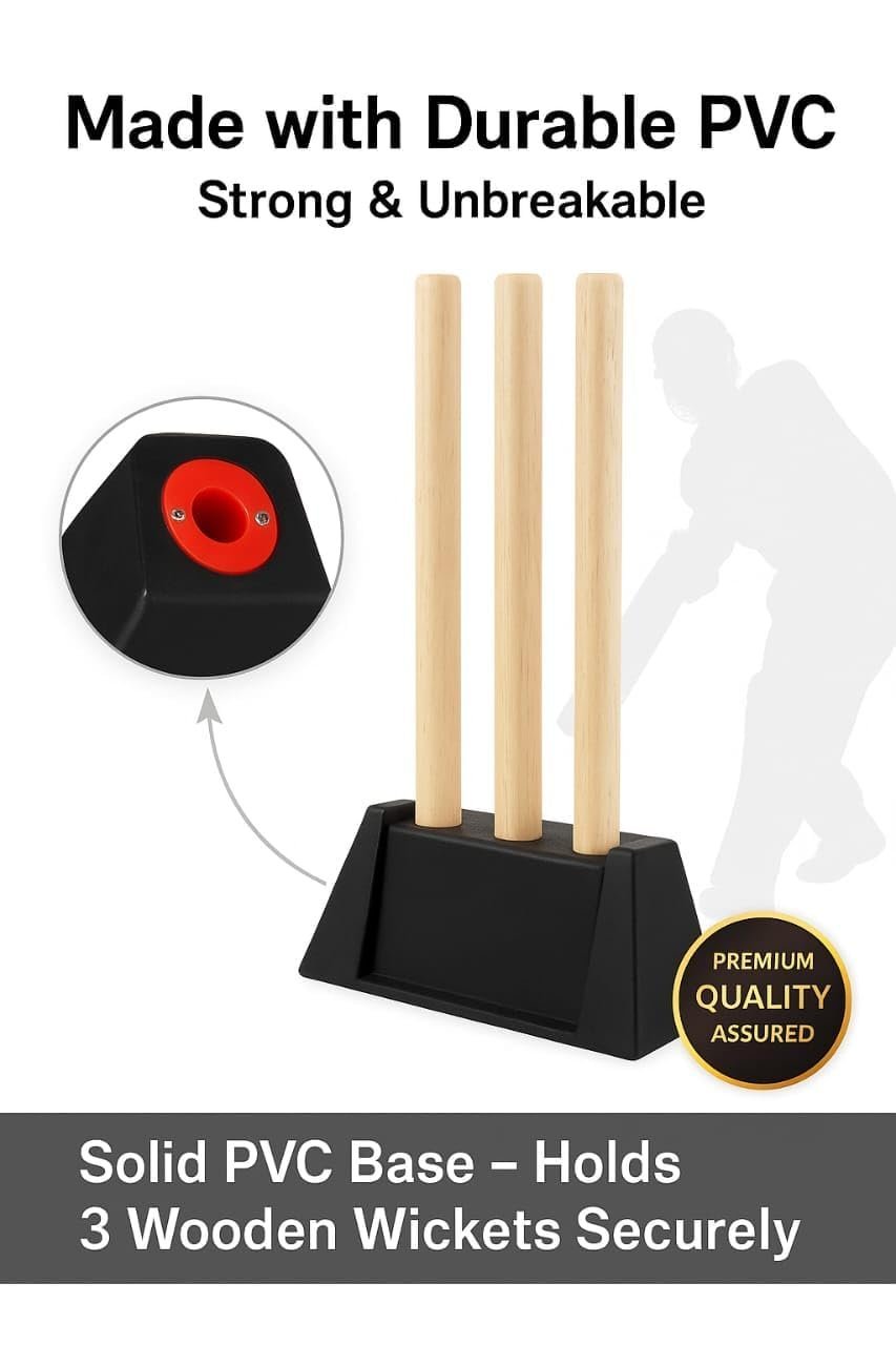 Cricket Wicket Stump Stand Base Holder – Heavy Duty Plastic, 3-Hole Stump Stand for Practice & Training (No Ground Digging Required)