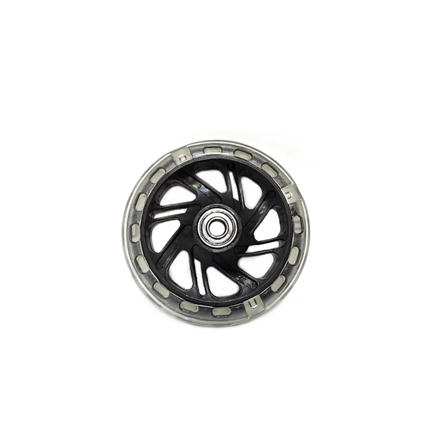 Kick Scooter Replacement Wheel with Bearing, Core with Clear Rim, Single Pack