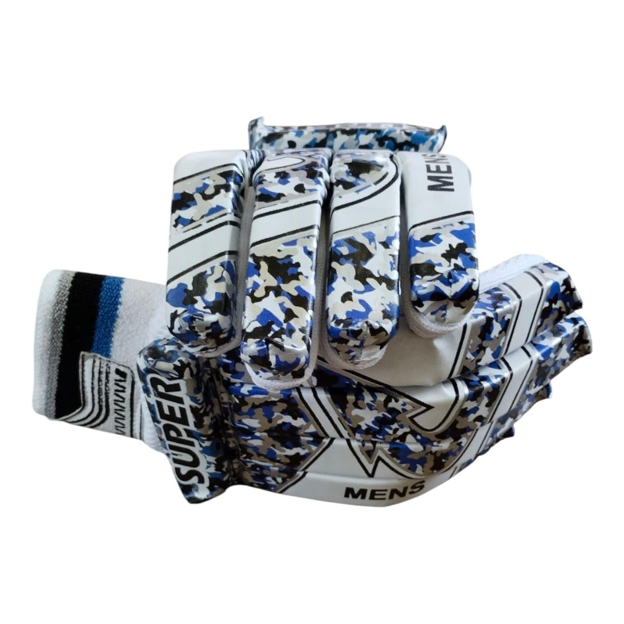 Cricket Club Boys (S) Super Batting Gloves Right Handed Lightweight- PVC Material,White Leather,Cotton Palm Best for Beginners- Moulded Fiber Shells with High Density Foam|White & Blue