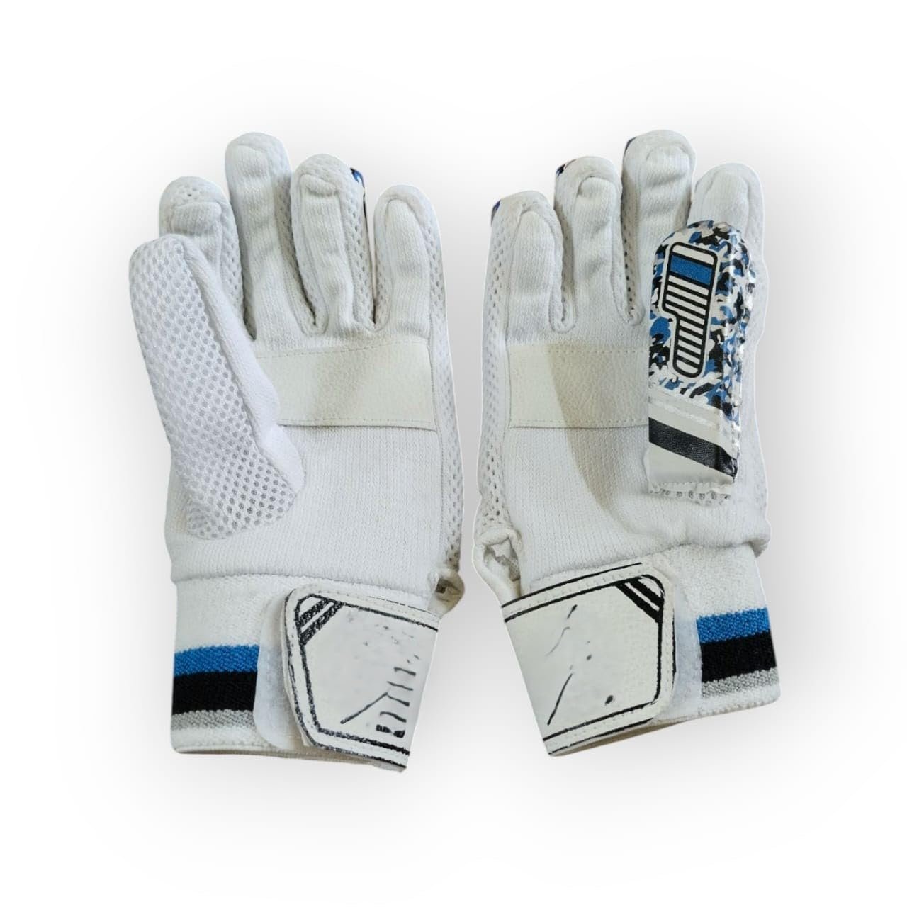 Cricket Club Boys (S) Super Batting Gloves Right Handed Lightweight- PVC Material,White Leather,Cotton Palm Best for Beginners- Moulded Fiber Shells with High Density Foam|White & Blue