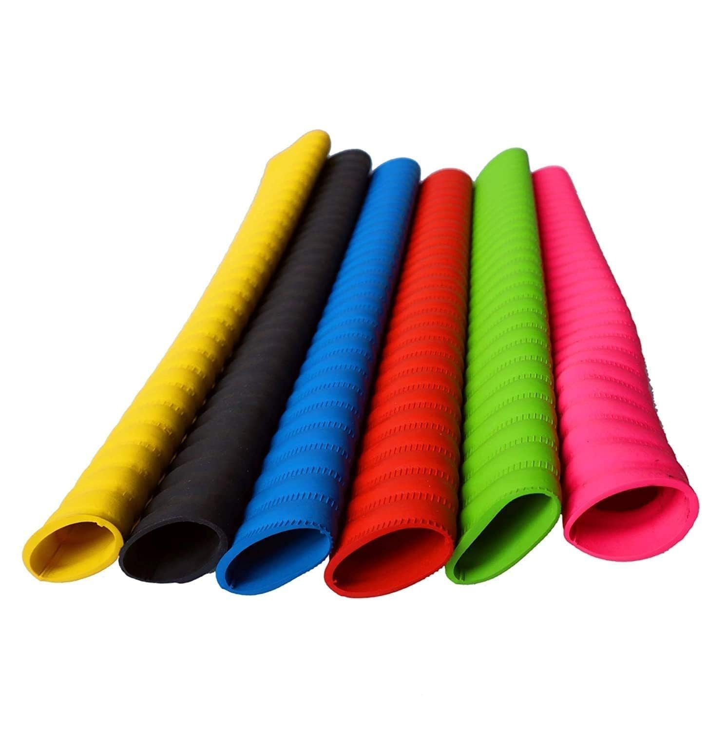 Rubber Cricket Bat Grips for Better Shock Absorption, Extra Cushioning for a Soft Touch, Pack of 6 with Bat Cone,Color May Vary