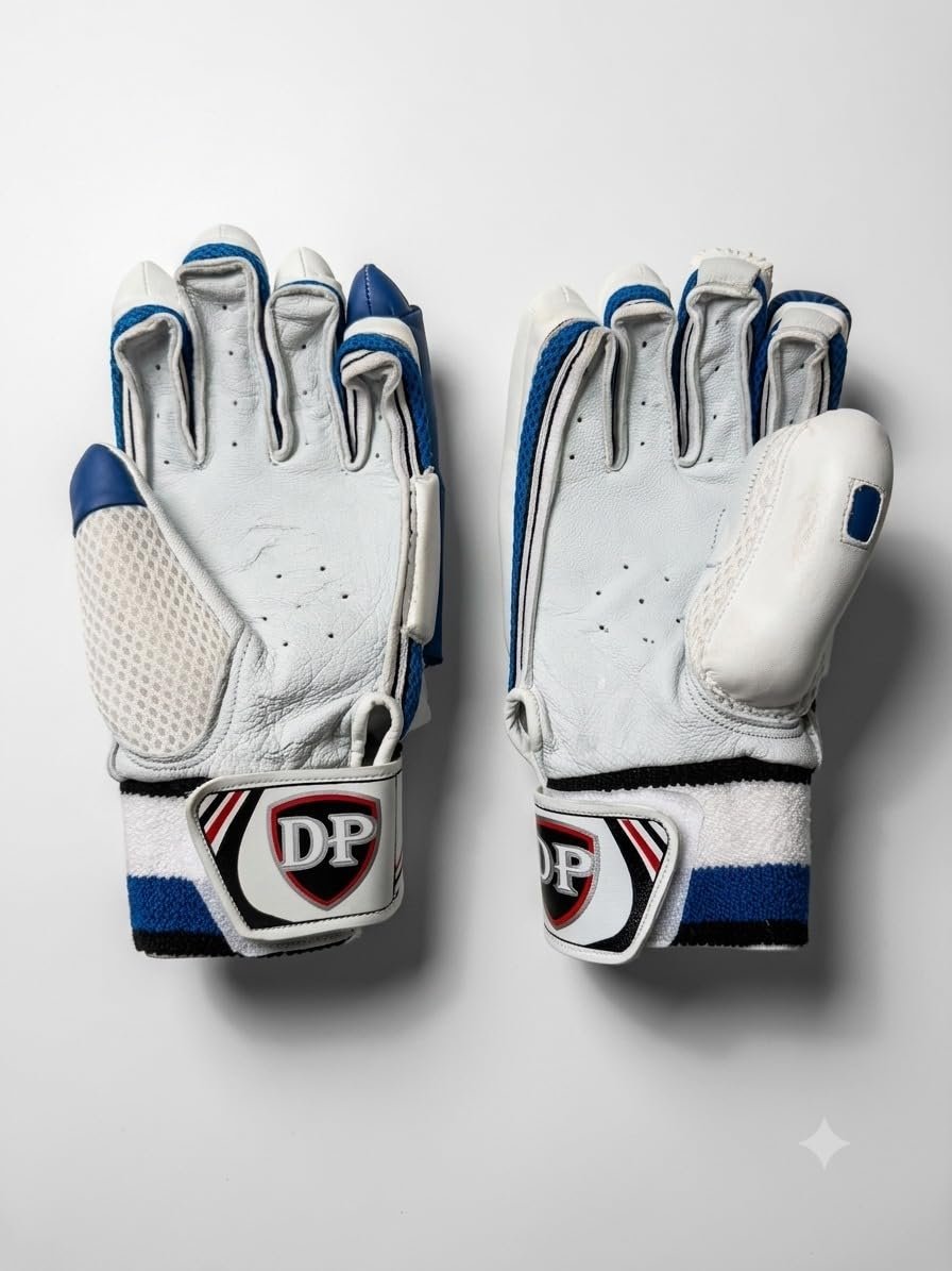 Batting Premium Batting Gloves with Protective Cover for Men | L, Golden and Lightweight Protective Thigh Guard for Batsmen WithCricket Batting Leg Pads, White/Red | Pair of 2 Pads