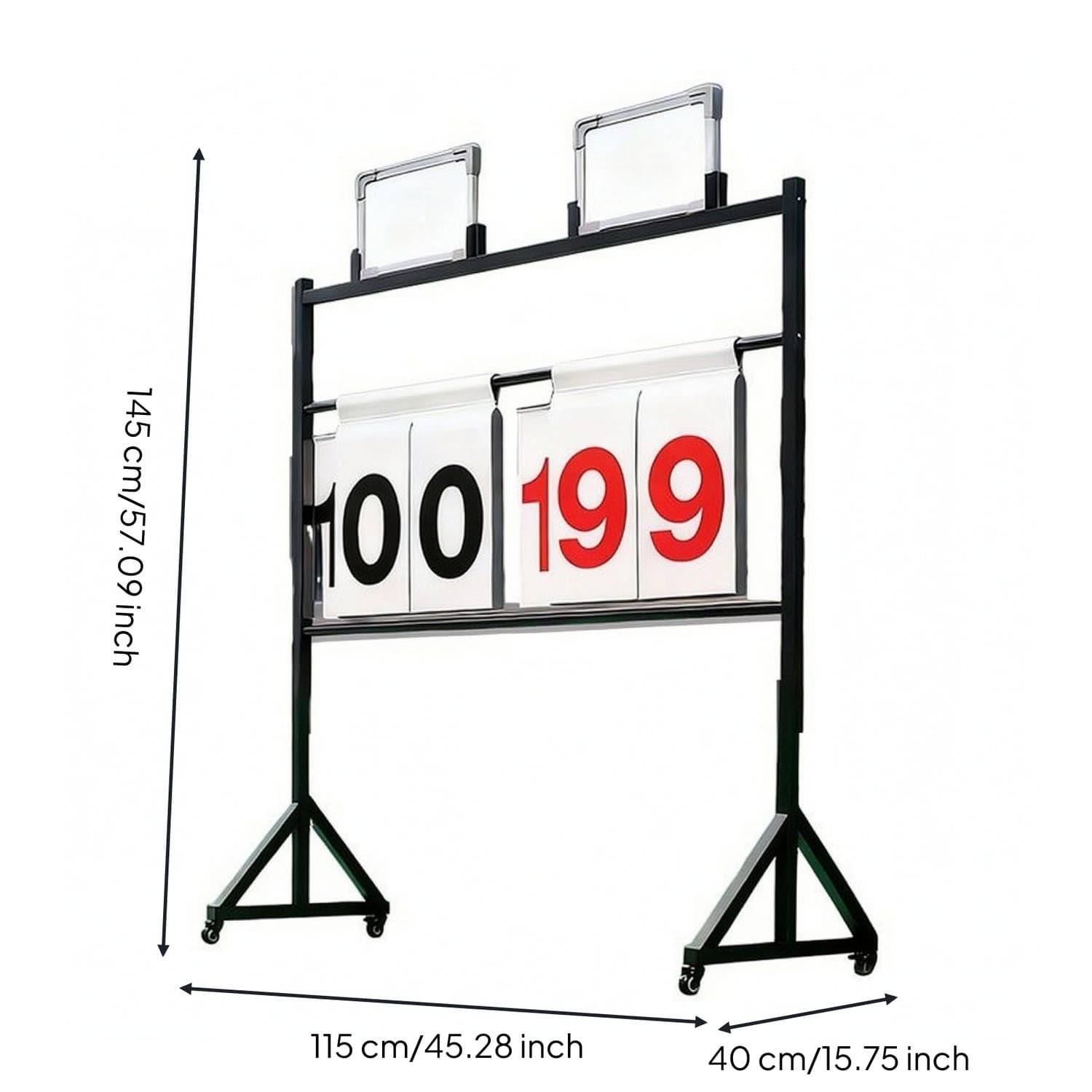 Floor-Standing Sports Scoreboard Rack Heavy-Duty Steel Flip Scoreboard Stand Manual Portable for Schools, Gyms, Courts, Tracks, Competition Black a