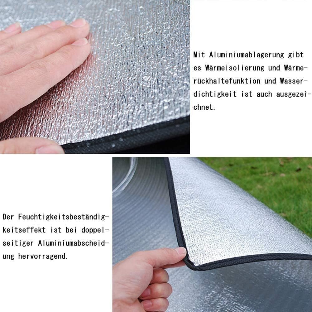 Aluminium Picnic Mat 2x2 Meter | Waterproof Foldable Camping Mat | Moisture Proof Aluminium Foil Outdoor Tent Ground Sheet for Beach, Picnic, Travel & Outdoor Activities