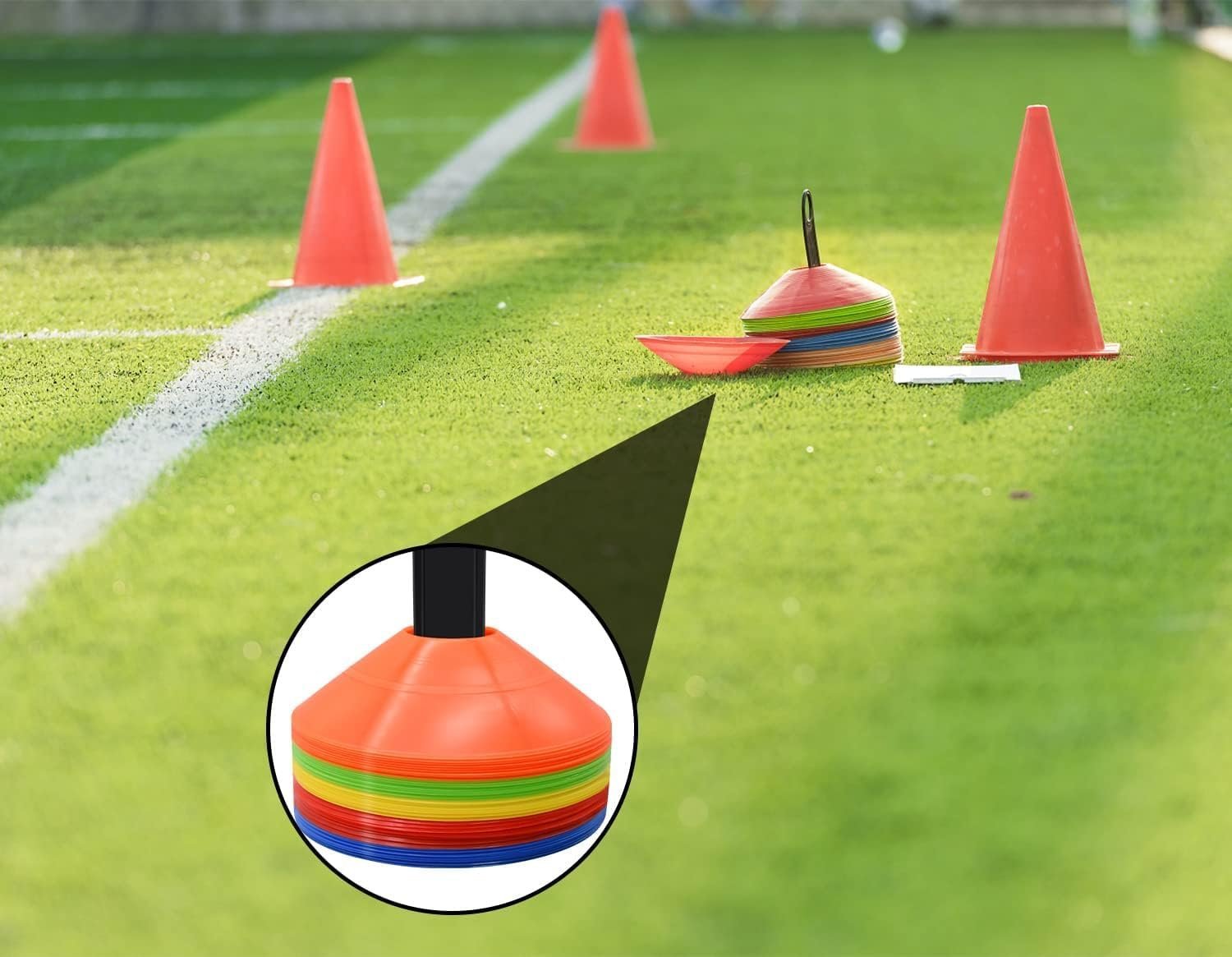 Leoportz Agility Marker Sports Training Disc Cones - Multicolour Flexible Sports Markers for Agility Training | Soccer Training, Football, Soccer, Basketball, Coaching (Cone Marker, 10)
