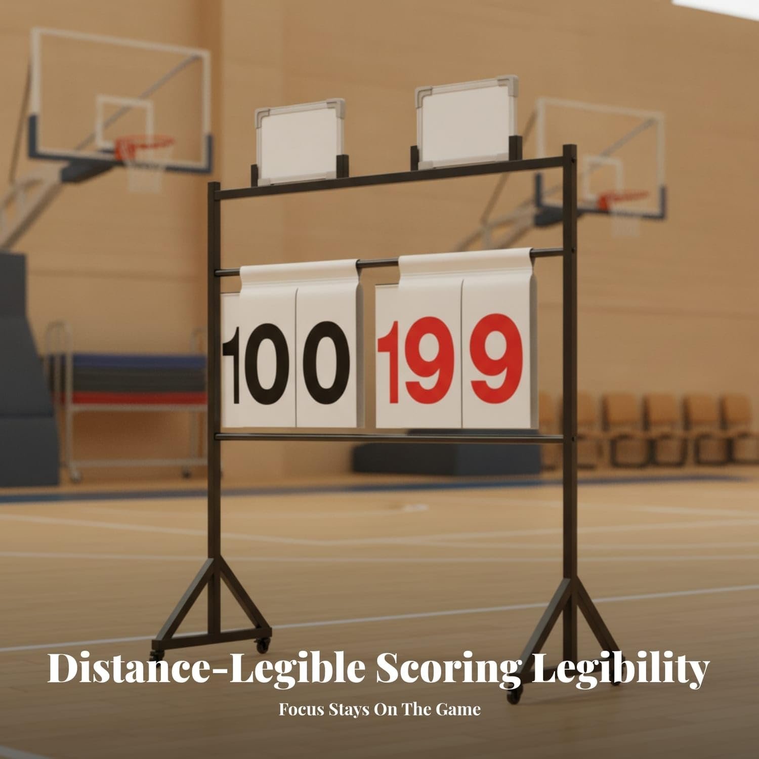 Floor-Standing Sports Scoreboard Rack Heavy-Duty Steel Flip Scoreboard Stand Manual Portable for Schools, Gyms, Courts, Tracks, Competition Black a