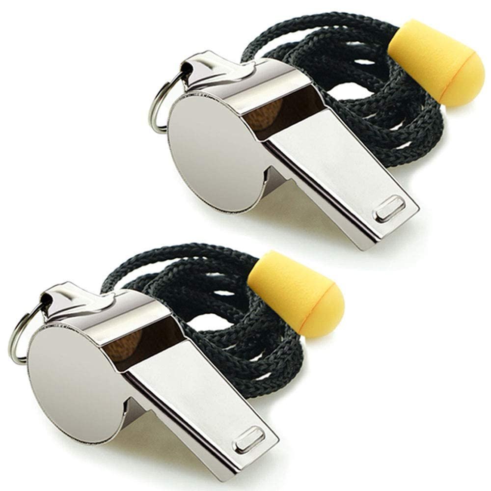 ® Stainless Steel Whistle with Lanyard, Loud Metal Whistle for Sports Coach & Kids, Durable Silver Football Referee Whistle for Training, School, Gym & Outdoor Use