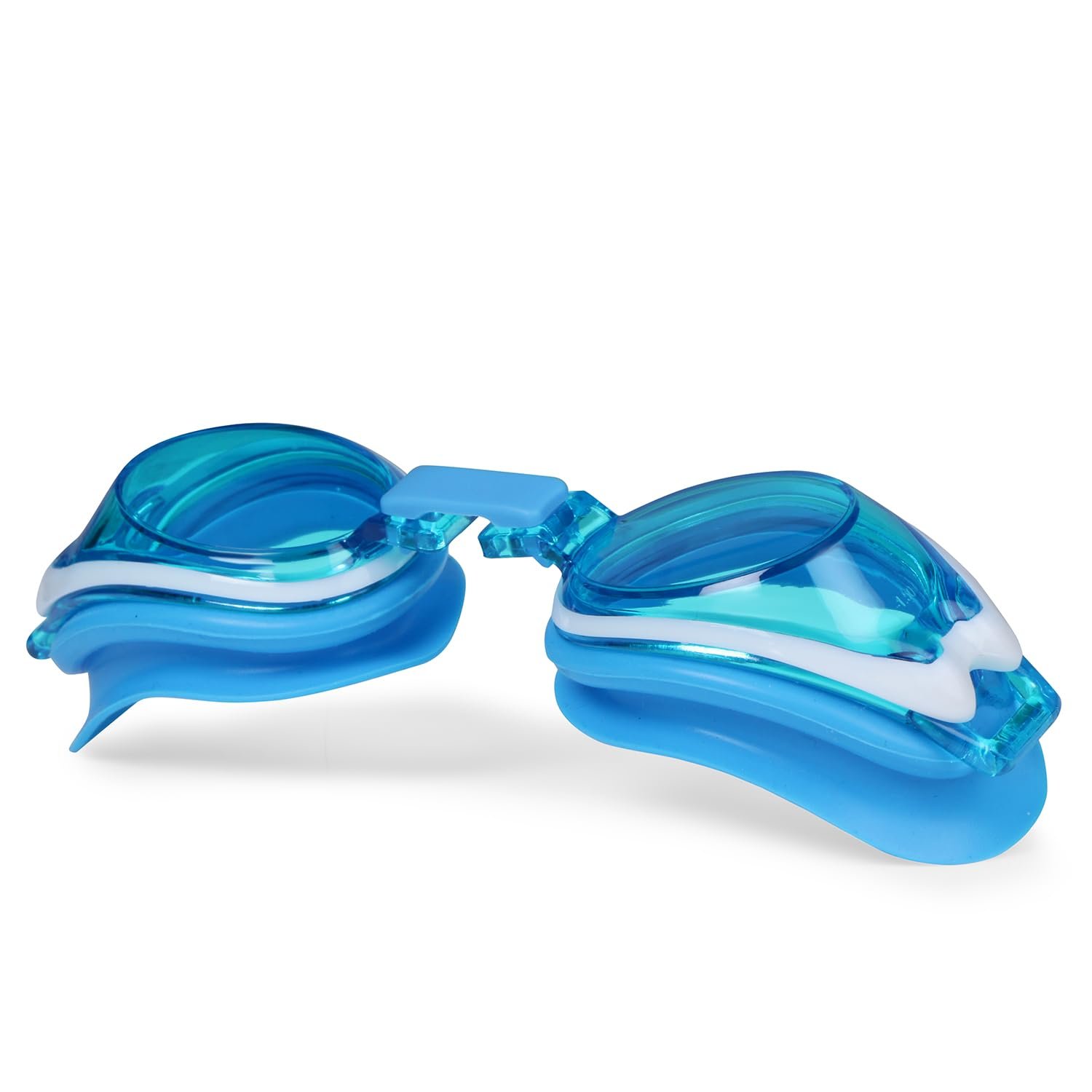 VisionPro Powered Kids Swimming Goggles with Prescription Lenses Anti-Fog & UV Protection Comfortable Fit Includes Hard Case Nose Clip & Ear Plugs (Blue, -2.00)