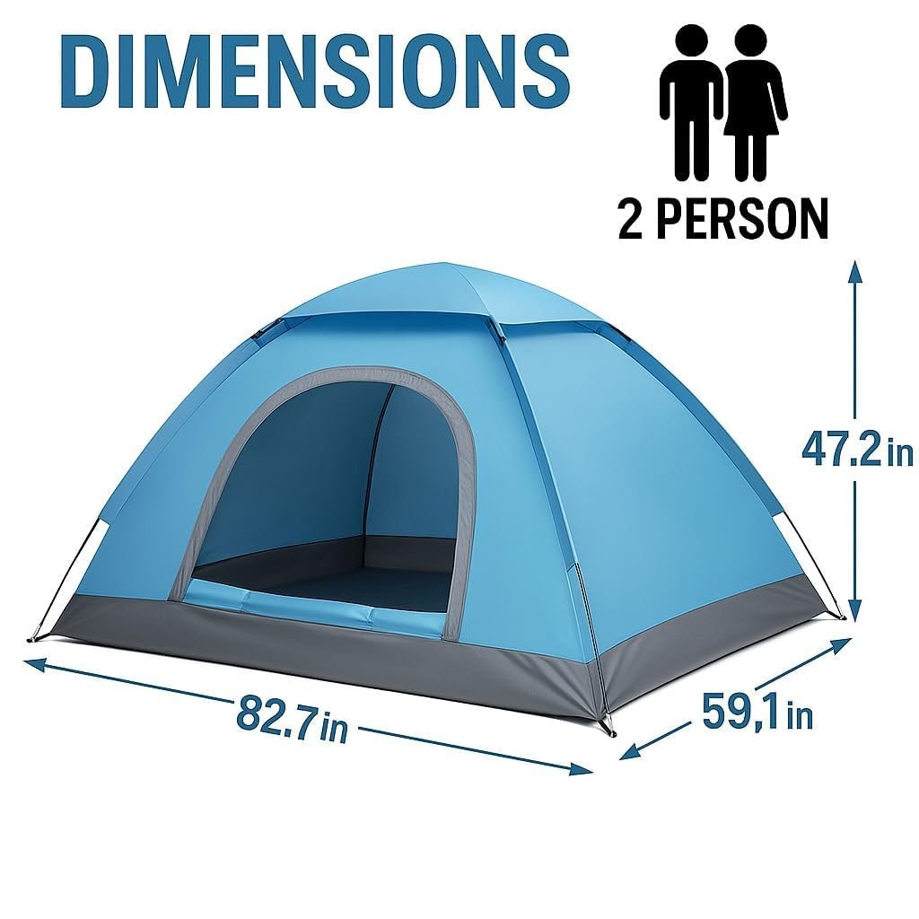 Portable Tent for Camping | 5-10 Minutes Easy Setup for Picnic, Hiking, Trekking | Waterproof and Windproof Travelling Tent | Superior Air Ventilation, Multicolor (4 Person Tent)