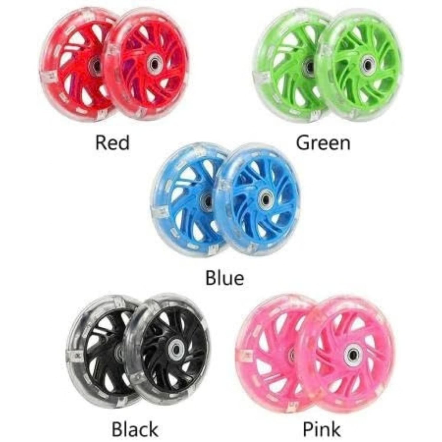 Kick Scooter Replacement Wheel with Bearing, Core with Clear Rim, Single Pack