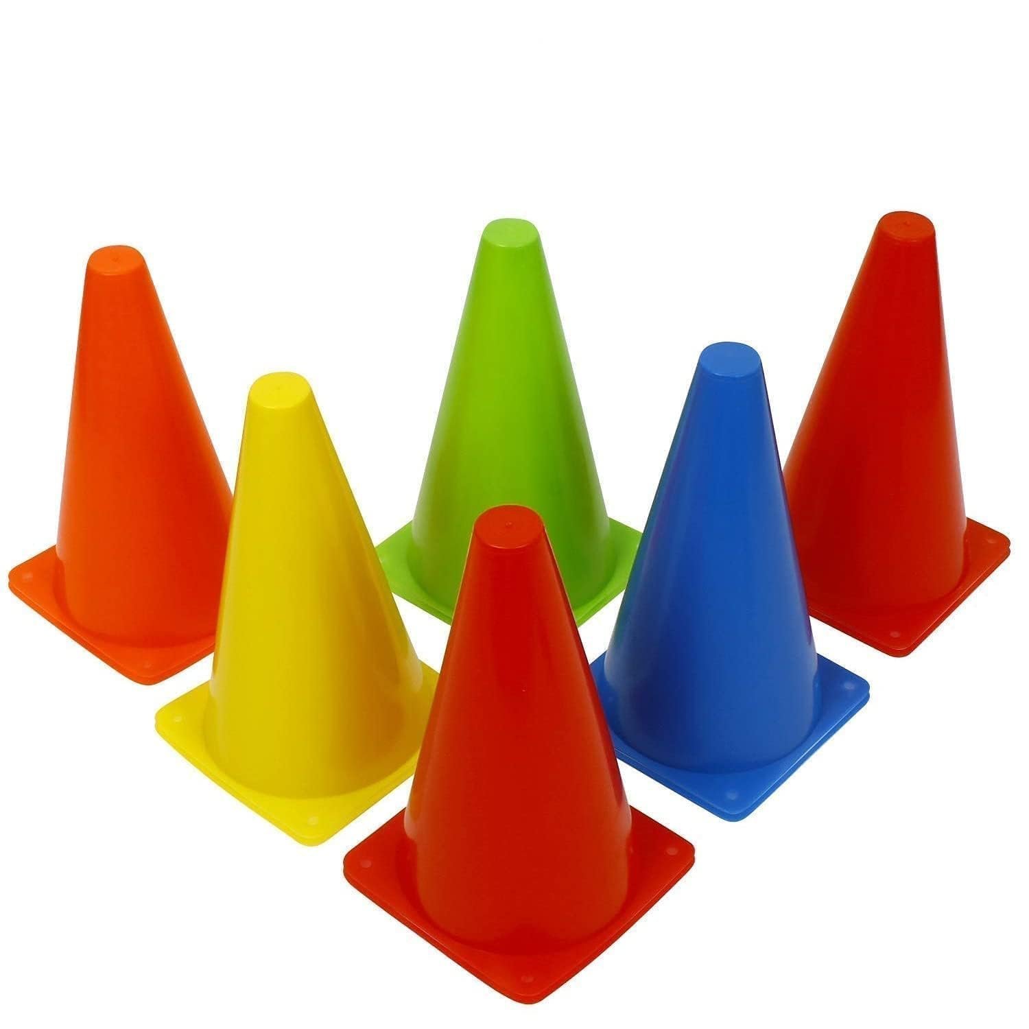 Sports Fitness Combo - 9 INCH 6 Pics Speed Hurdle, 6 Pics Stacking Cones, 10 Pc Multicolour Space Markers and 1 Pc Agility Ladder th 10 Rungs Hurdles 9 inch 6 pcs