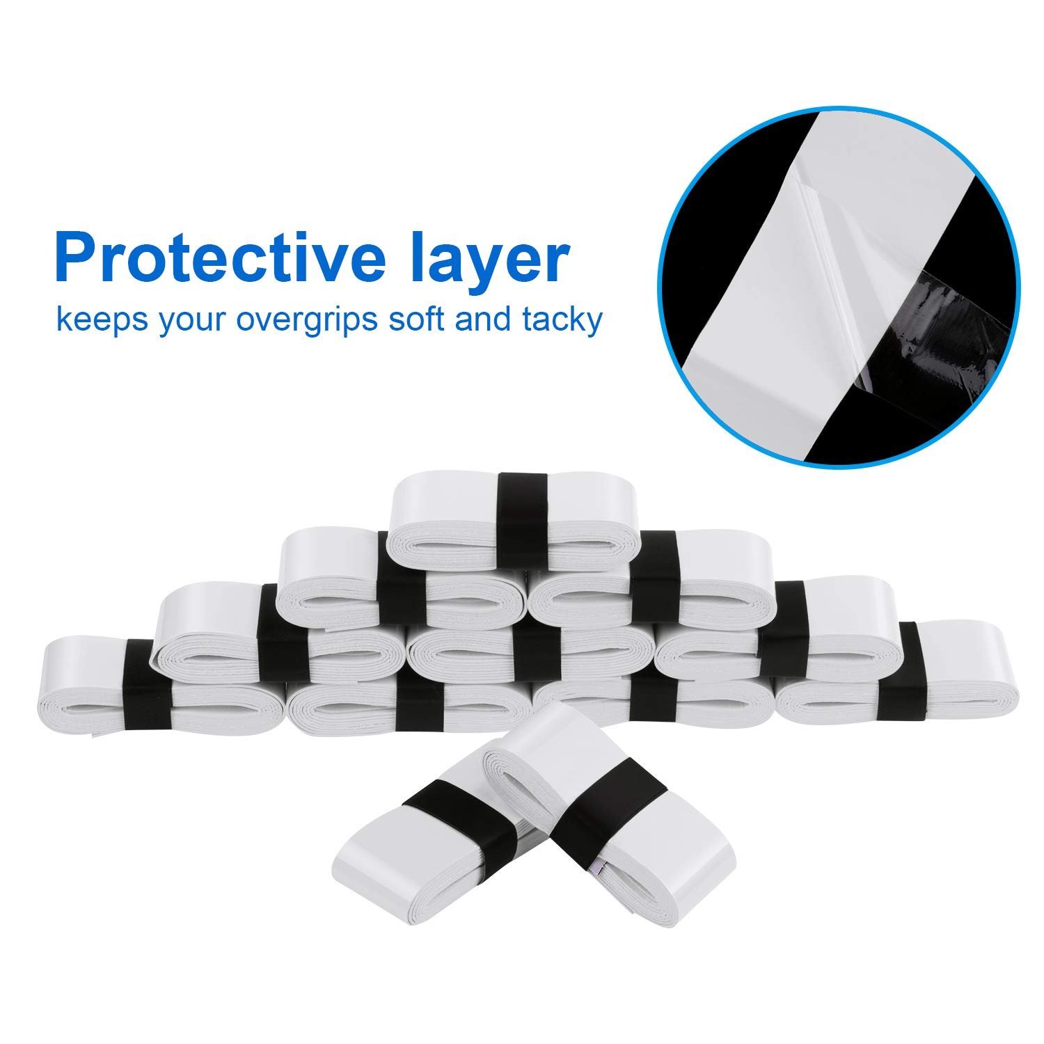 12 Pieces Tennis Badminton Racket Overgrips for Anti-Slip and Absorbent Grip (White)