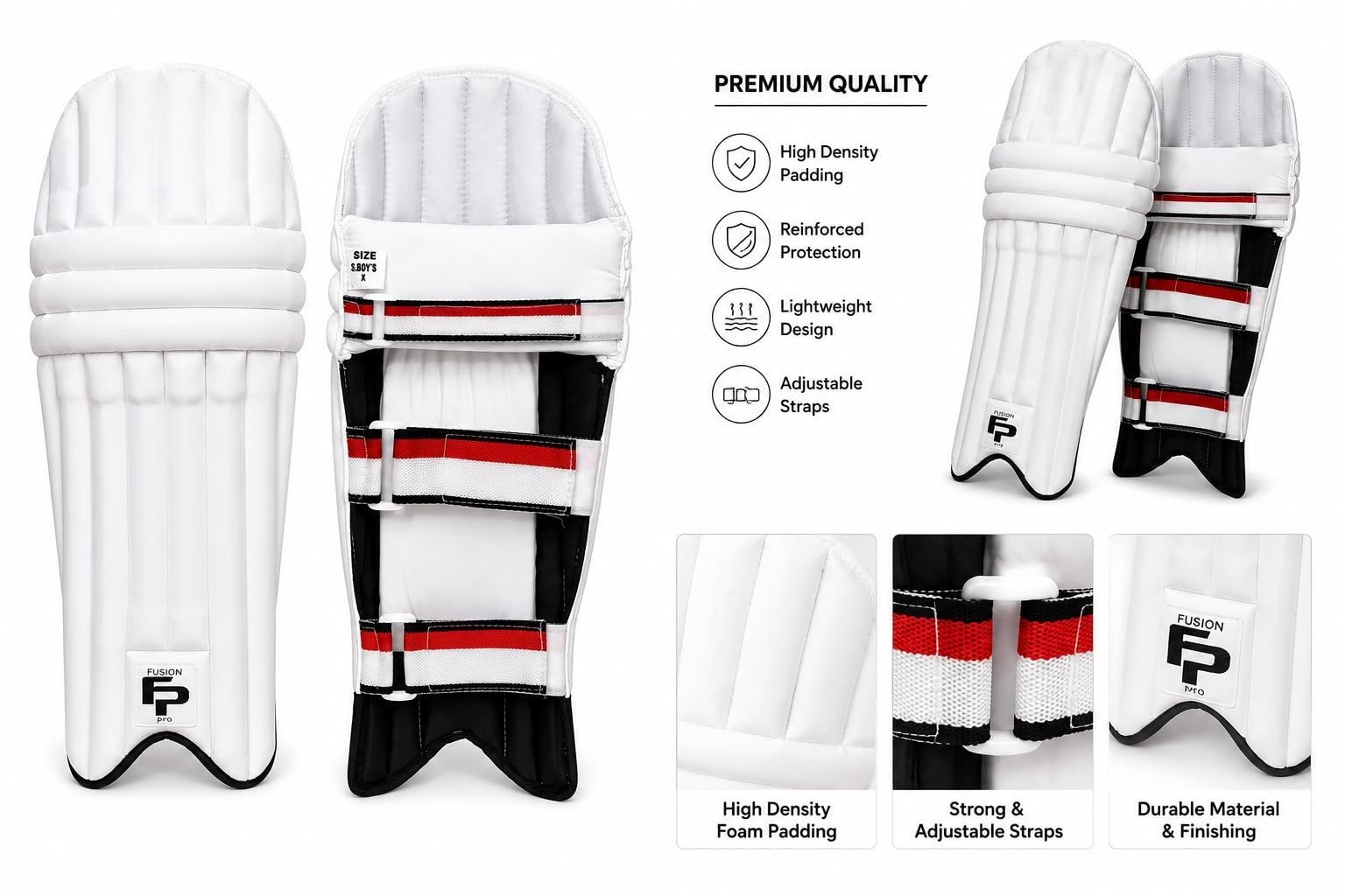 Boy Cricket Batting Legguard Pads for Boys Advanced Shock Absorption, High-Density Foam Padding, Adjustable Straps, (21 INCH)
