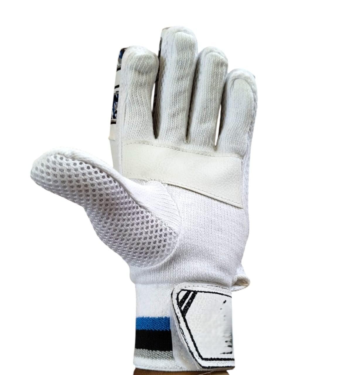 Cricket Club Boys (S) Super Batting Gloves Right Handed Lightweight- PVC Material,White Leather,Cotton Palm Best for Beginners- Moulded Fiber Shells with High Density Foam|White & Blue