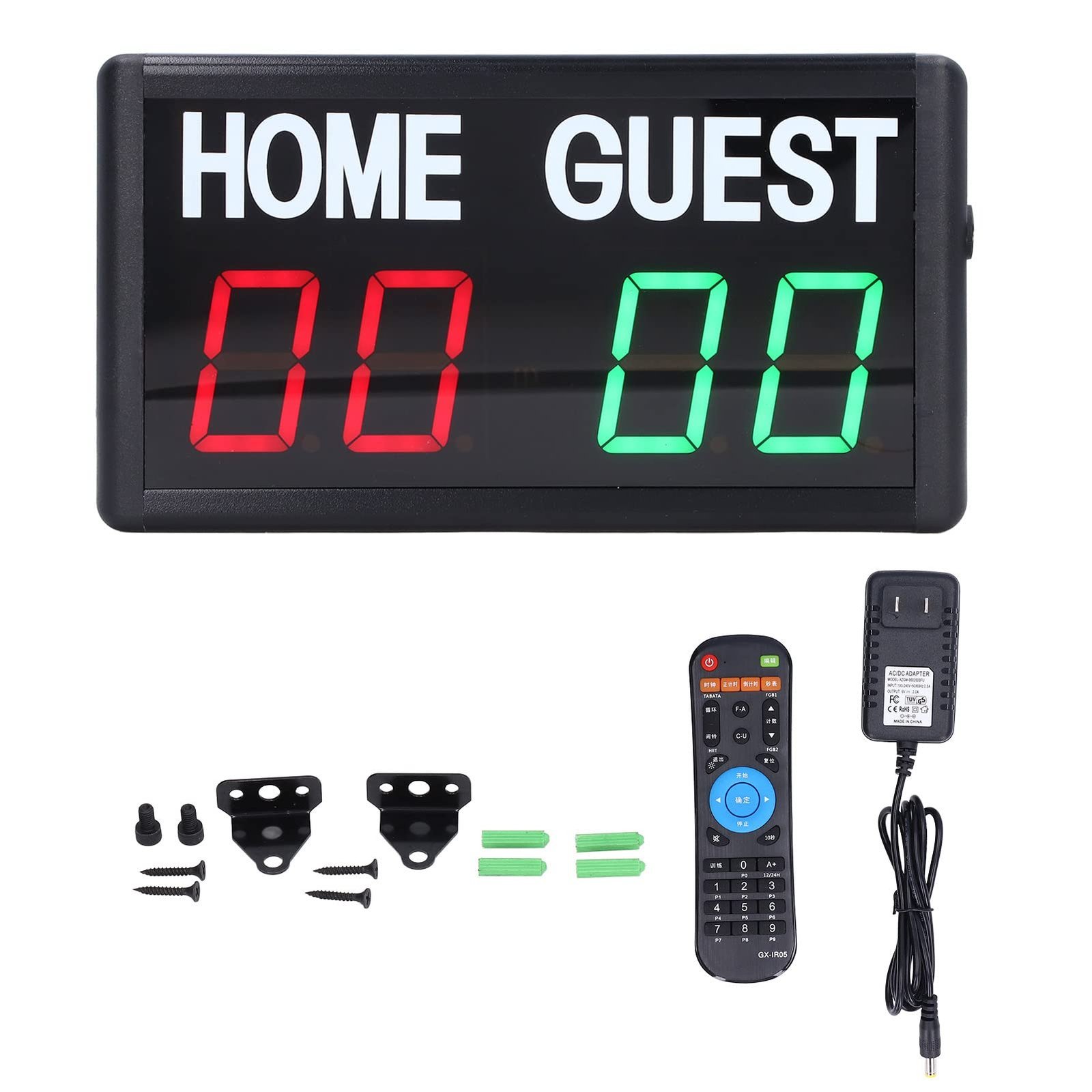 LED Scoreboard, Electronic Basketball Score Keeper with 2.4G Remote Control, 5 Gear LED Digital Tabletop Scoreboard for Football Ping Pong Tennis Indoor Games