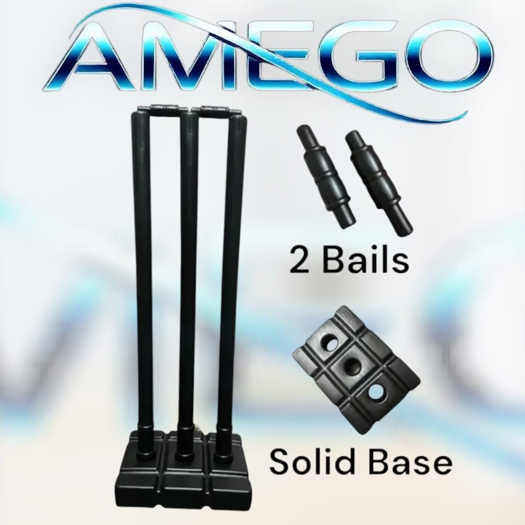 Heavy Cricket Stumps Plastic Wickets Set with 3 Stumps + 2 Bails + 1 Stand | Full Size Wickets for Cricket Ground, Tournament Wicket Parot Set