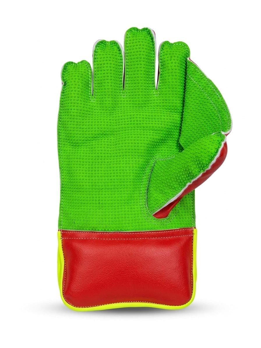 Premium Cricket Wicket Keeping Gloves Red, Green & Silver