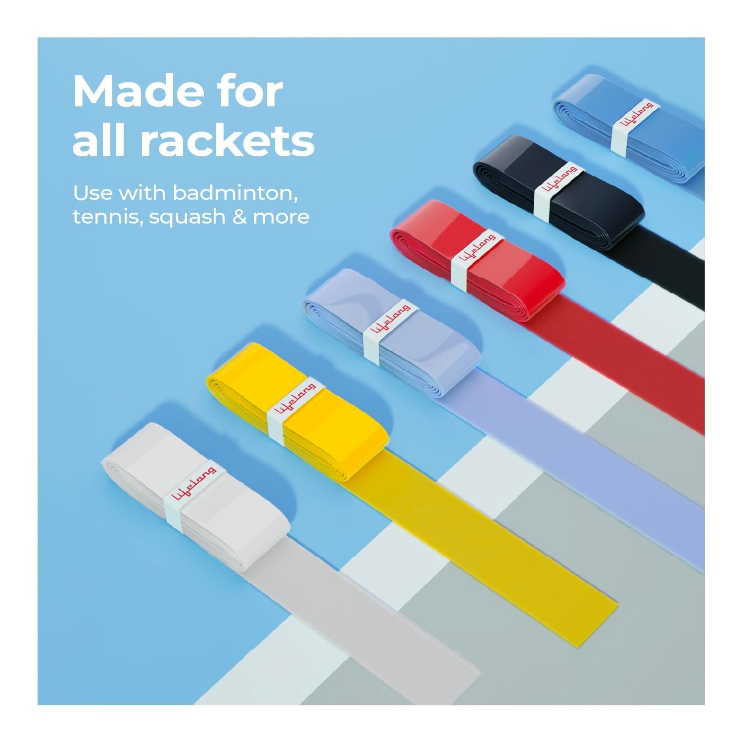 Badminton Racket Overgrip | Pack of 6 | Sweat-Absorbent, Anti-Slip, Tacky, Durable PU Grips | Multicolour Grip Tape for Badminton, Tennis, Squash, Pickleball and More