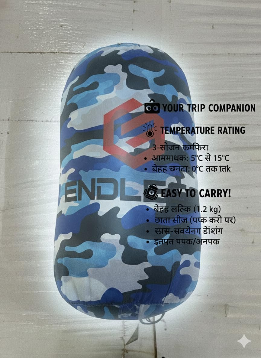Endless Sleeping Bag Camping, Hiking and Trekking Travels (fauji Blue)