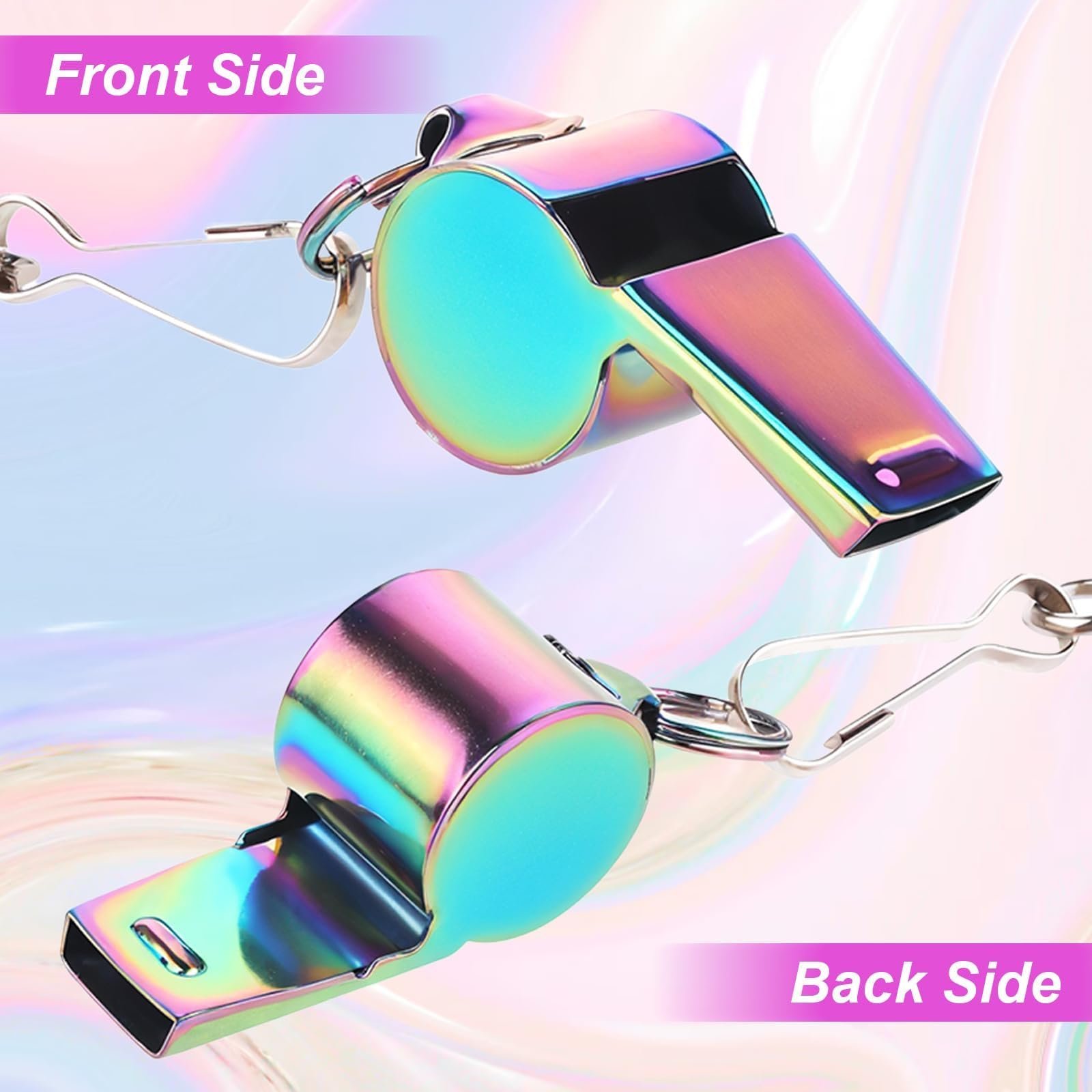 Whistle, 2 Pack Colorful Coach Whistle with Lanyard, Loud Crisp Sound Sports Whistles for Referees, Coaches, Teachers, Soccer & Basketball