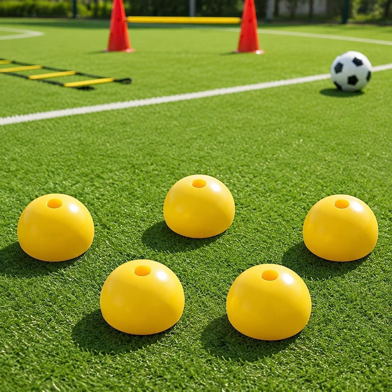 Color Cones Set of 5, Red Training Cones, for Soccer Practice, Mini Cones, Durable Water Base 5 PC