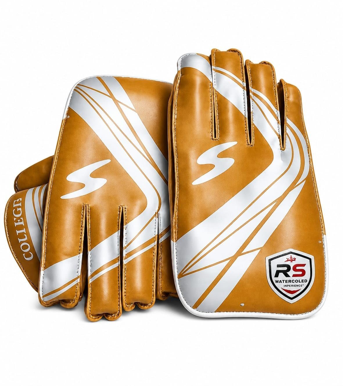 Professional Cricket Wicket Keeping Gloves for Adults Brown & White