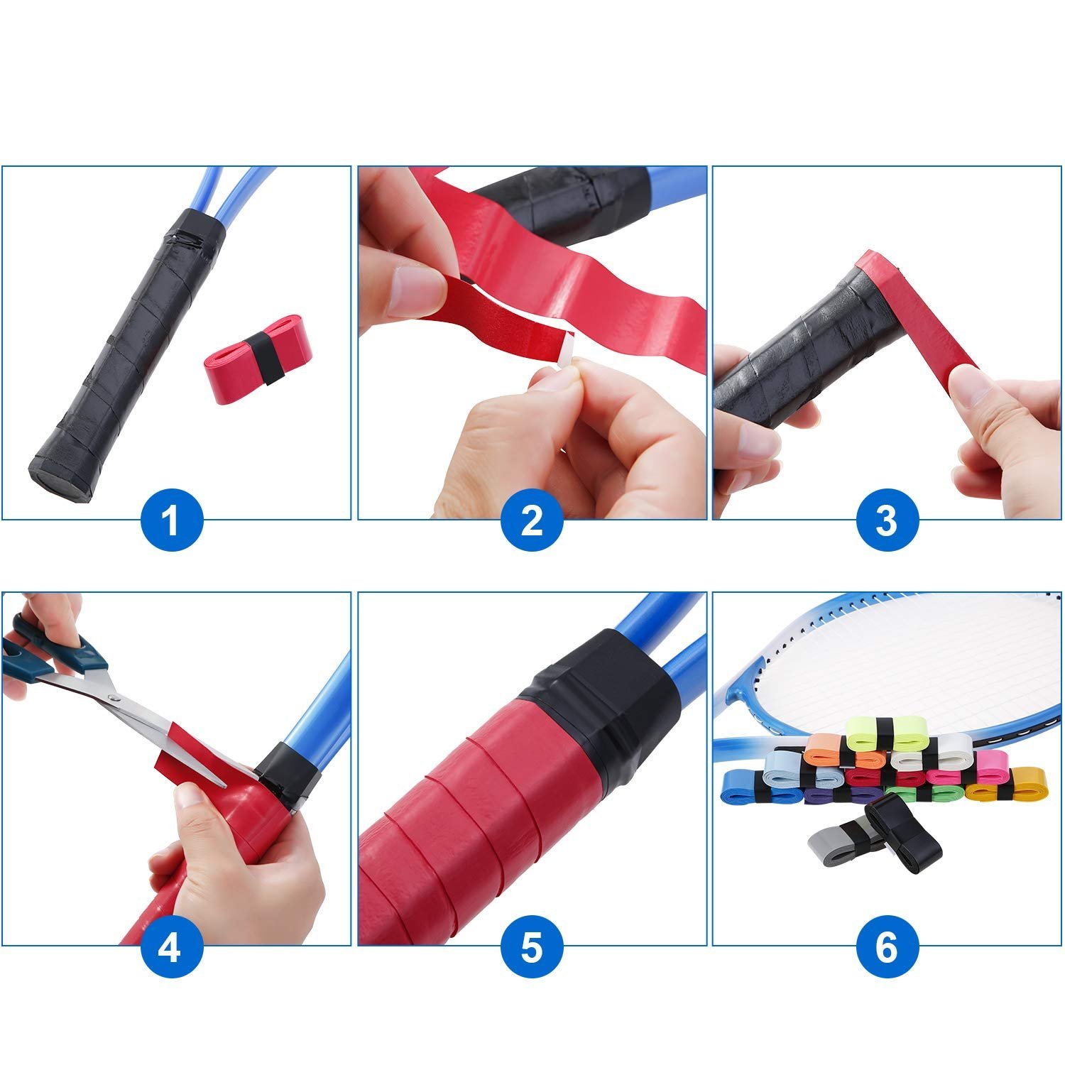 12 Pieces Tennis Badminton Racket Overgrips for Anti-Slip and Absorbent Grip (White)