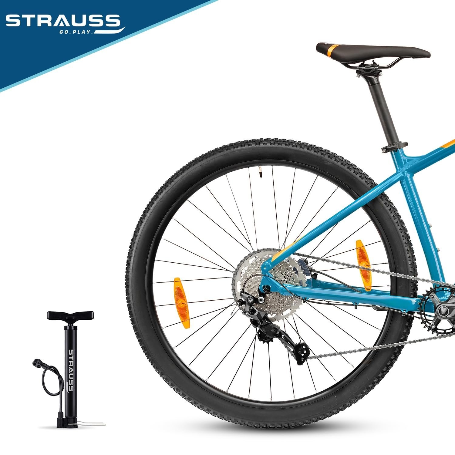 Bicycle Air Pump with Needle & Dual Valve | 30 CM Long | Portable Pump with 2 Modes, Ideal for Inflating Bicycle, Swimming Rings | Sturdy Base & Ergonomic Handle, (Black)