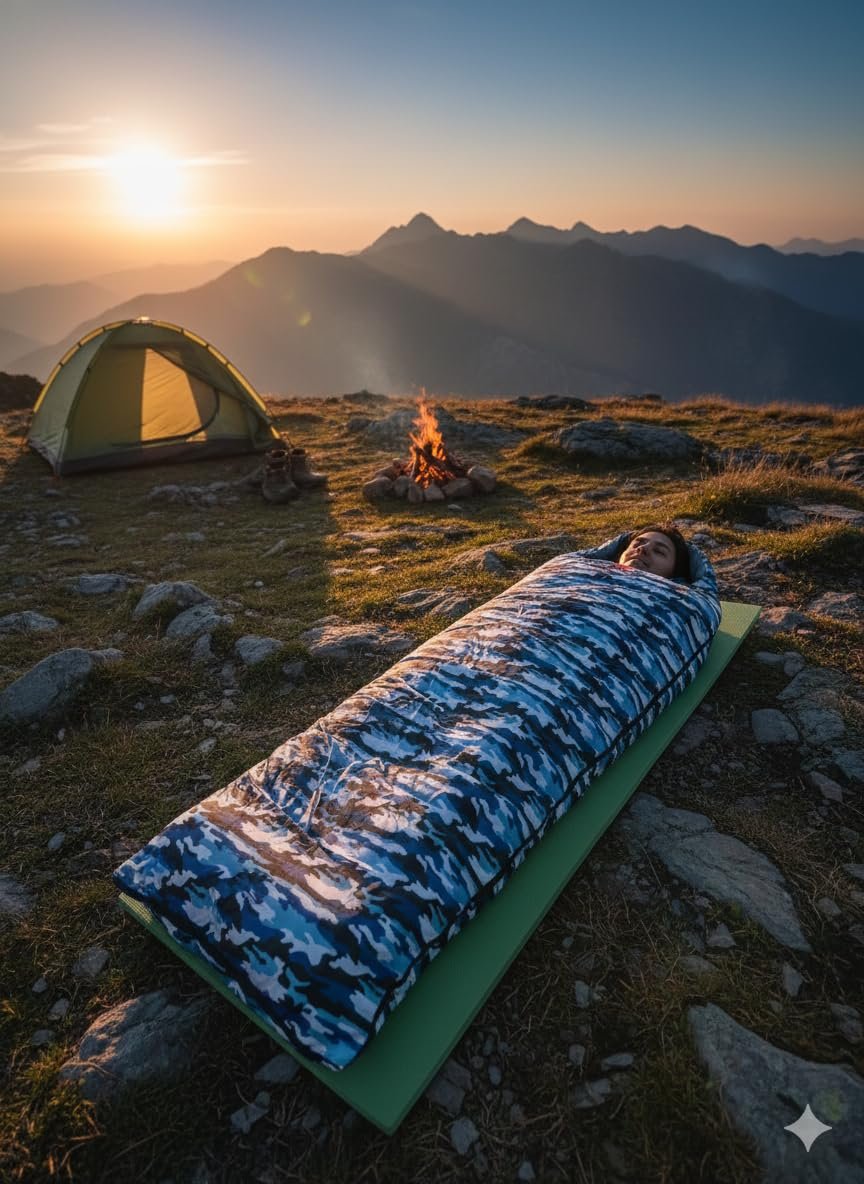 Endless Sleeping Bag Camping, Hiking and Trekking Travels (fauji Blue)