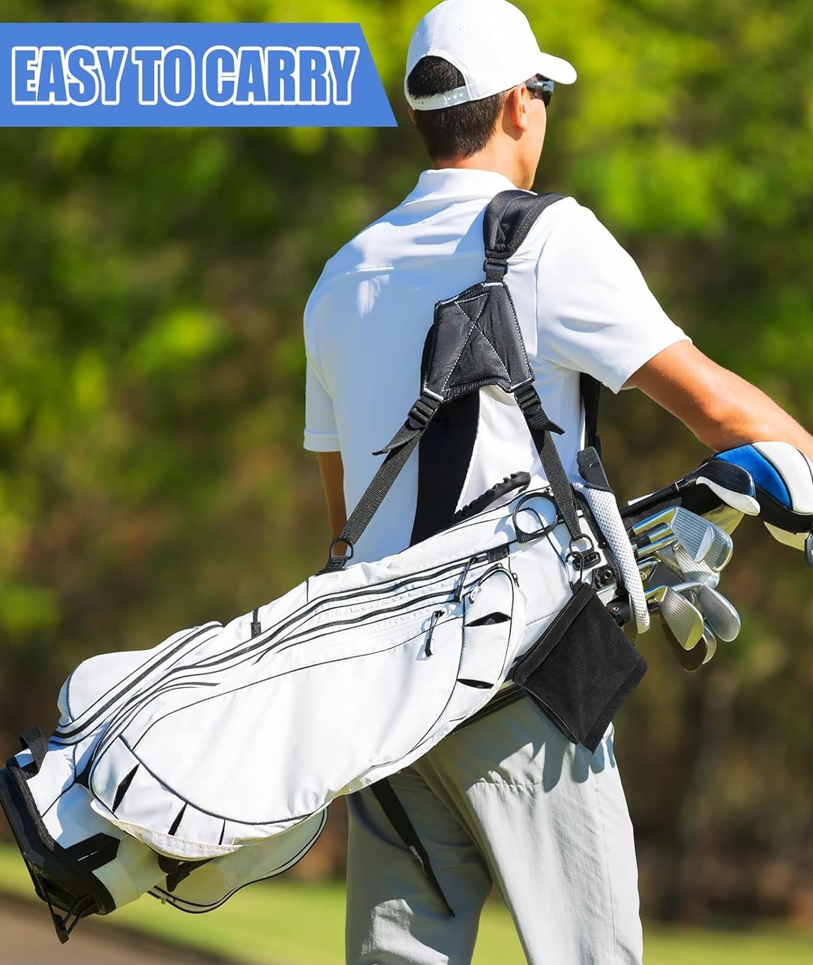 2 Pcs Golf Towel, Premium Microfiber Golf Towels for Golf Bags with Clip, Quick-Drying, Ideal for Cleaning Clubs, Balls, and Hands, 30x30cm, Black and Gray