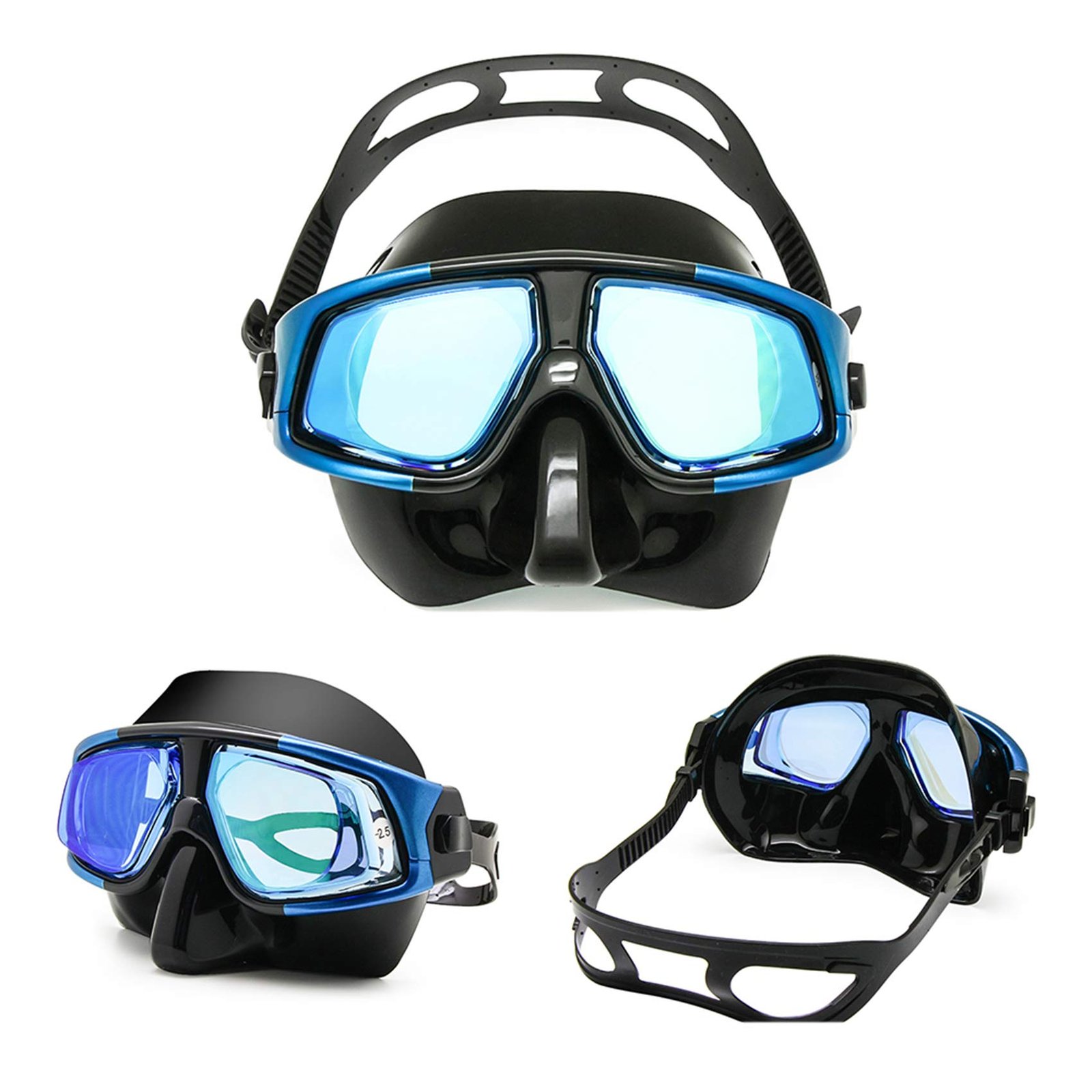 Generic Rx Optical Diving Gear Kit Hyperopia Myopia Snorkel Set Dry Top Scuba Mask Wide Vision Anti-Fog UV400