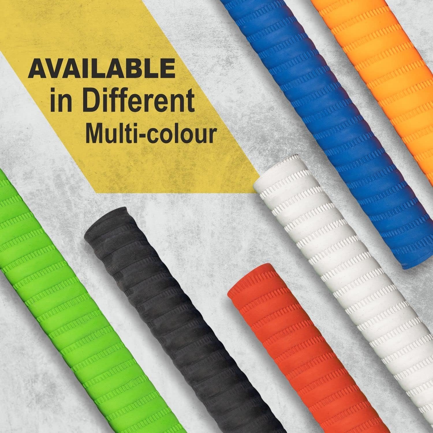 Rubber Cricket Bat Grips for Better Shock Absorption, Extra Cushioning for a Soft Touch, Pack of 6 with Bat Cone,Color May Vary