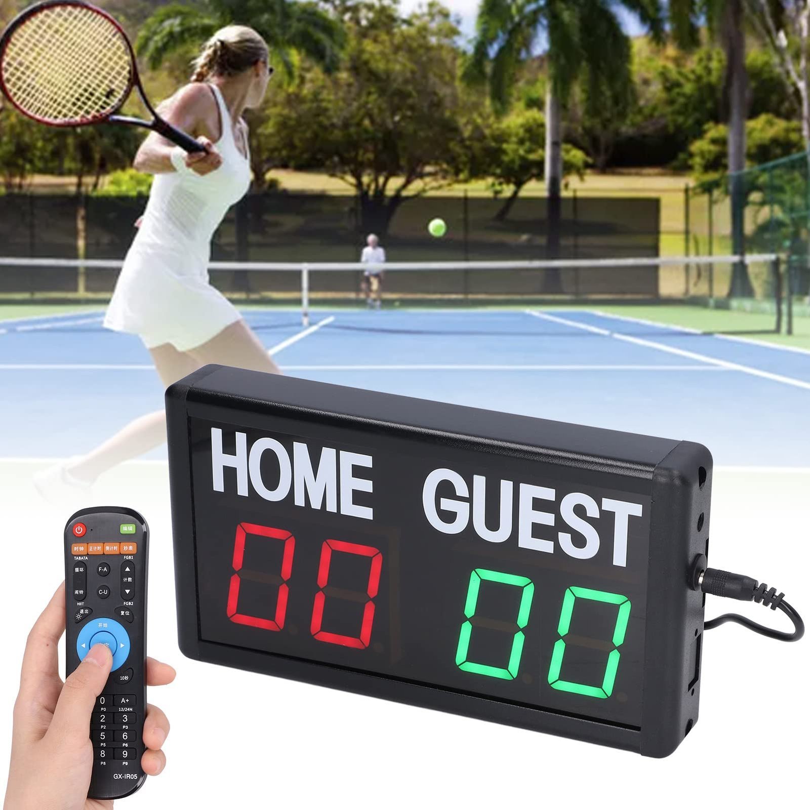 LED Scoreboard, Electronic Basketball Score Keeper with 2.4G Remote Control, 5 Gear LED Digital Tabletop Scoreboard for Football Ping Pong Tennis Indoor Games