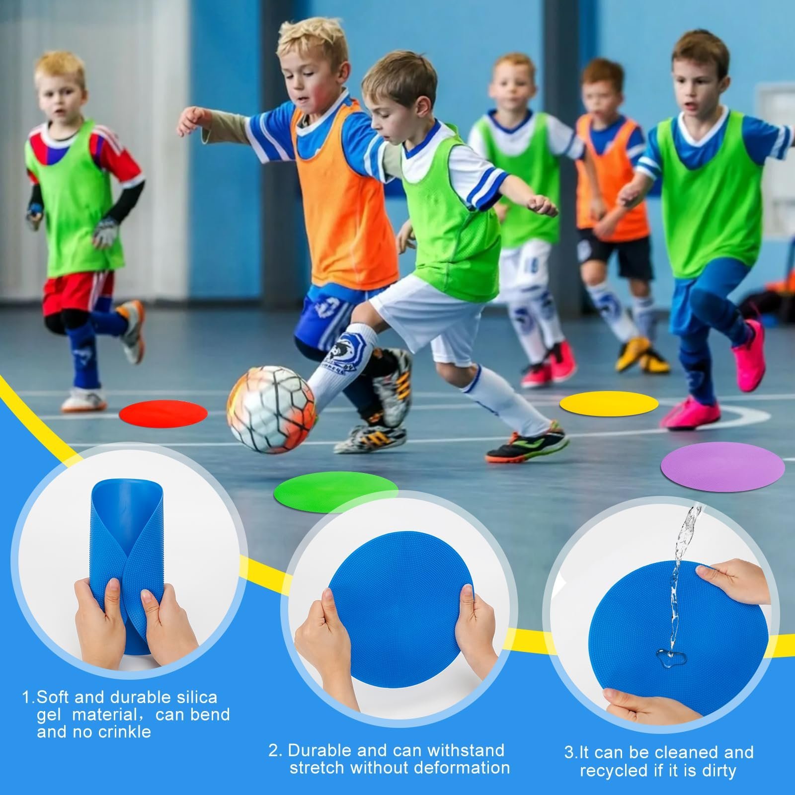 9 inch Spot Markers Flat Field Cones, Non Slip Rubber Agility Markers Flat Field Cones for Soccer Basketball Sports Speed Agility Training (30 pcs)