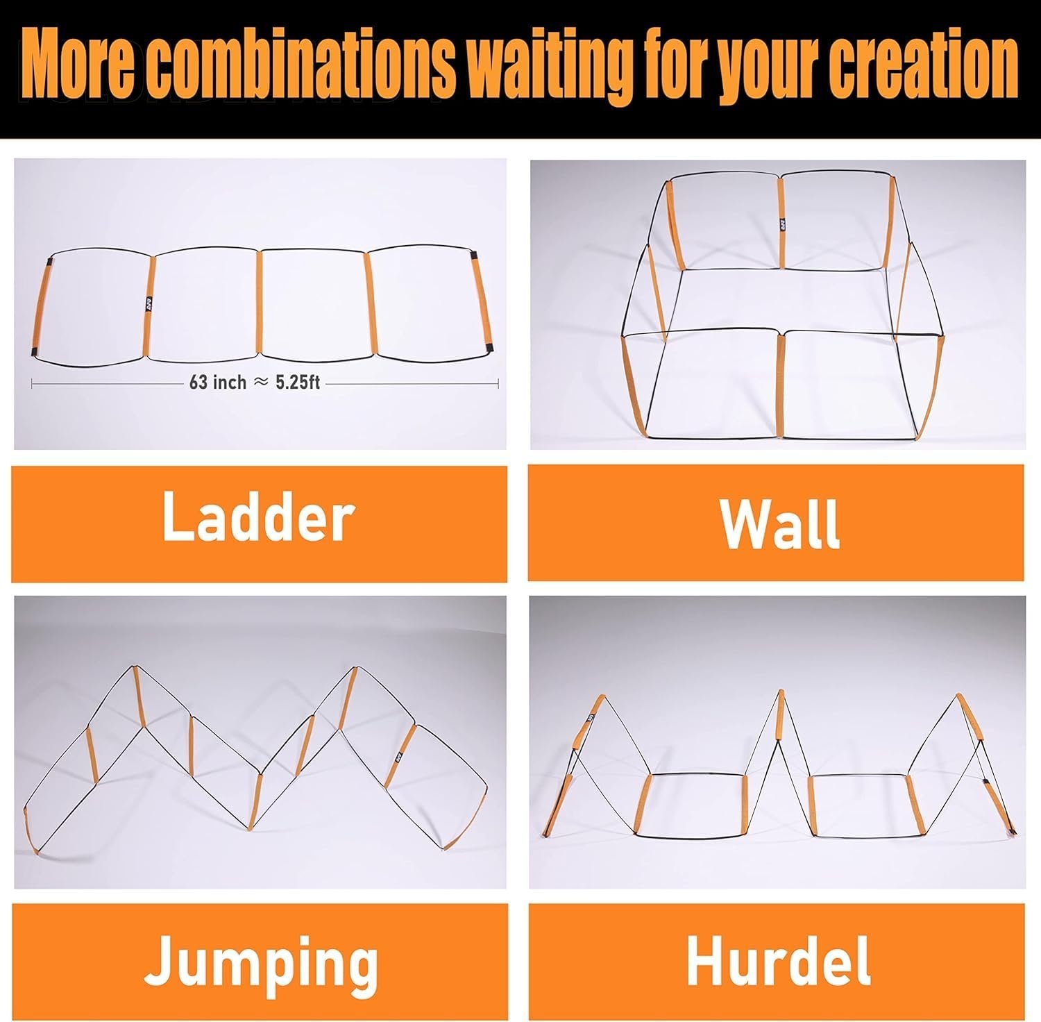Agility Speed Ladder Agility Training Equipment, Soccer Speed Ladder, Football Footwork Ladder, Workout Ladder | Foldable Tangle Free (Agility Ladder, Orange, 11 Feet 8 Rungs)