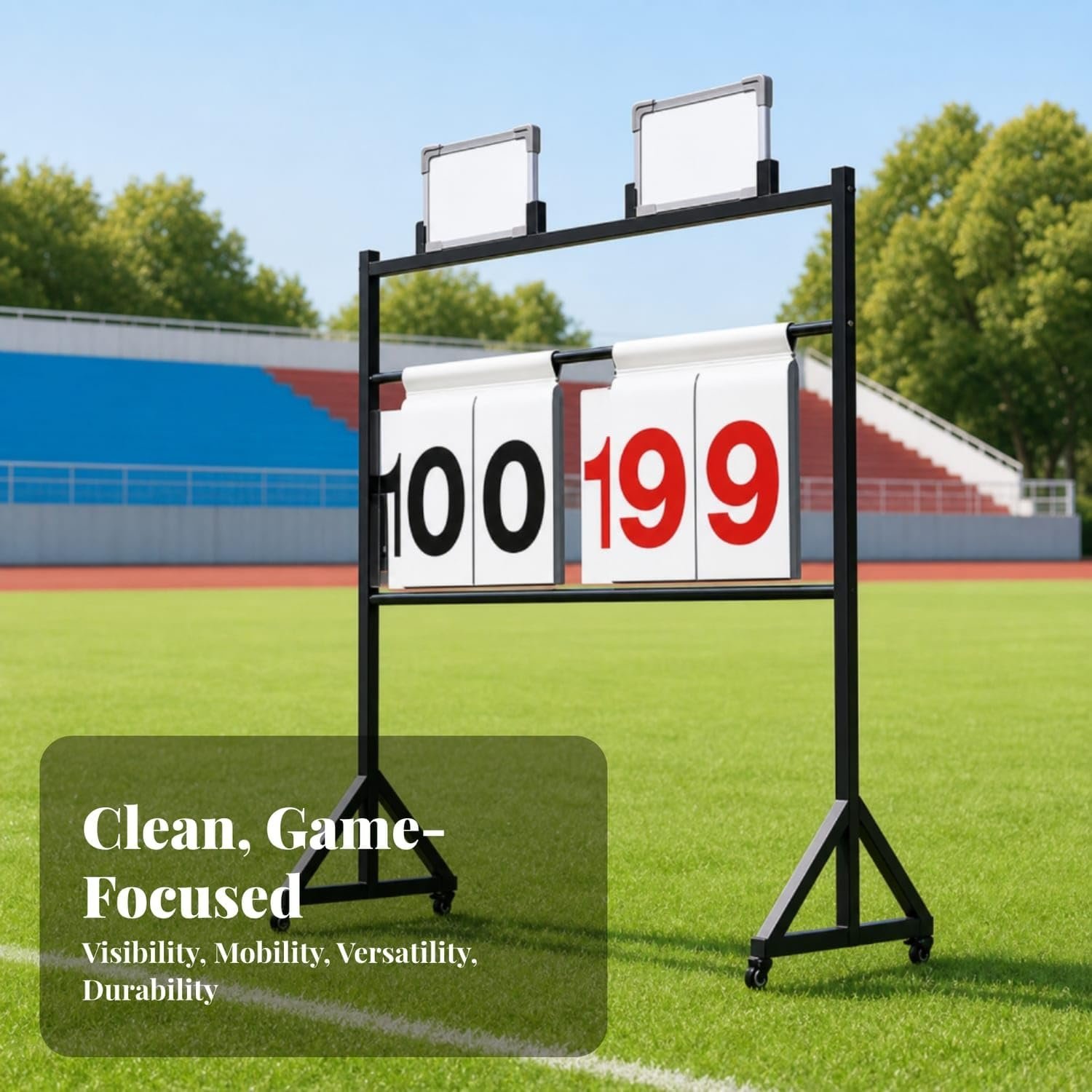 Floor-Standing Sports Scoreboard Rack Heavy-Duty Steel Flip Scoreboard Stand Manual Portable for Schools, Gyms, Courts, Tracks, Competition Black a
